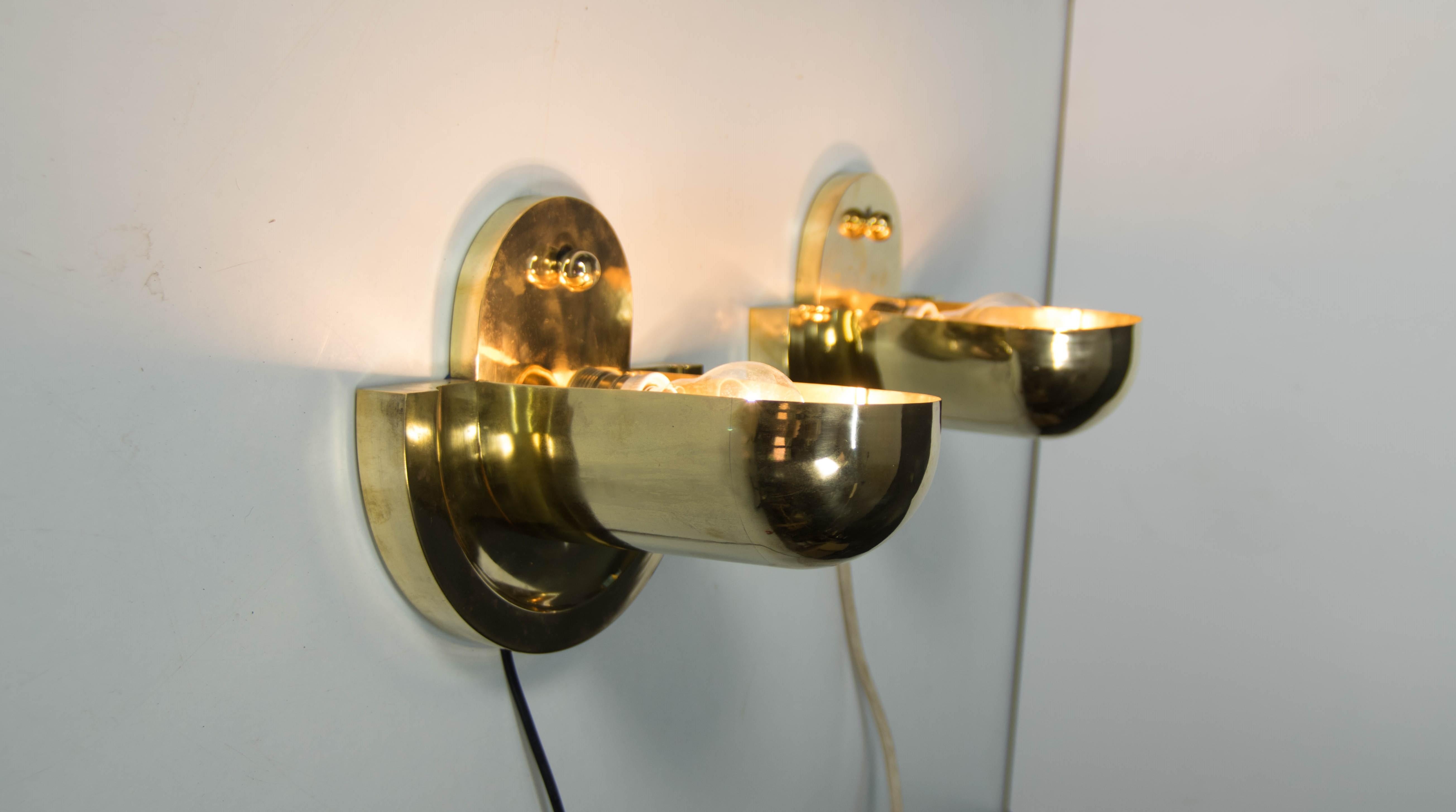 Bauhaus Set di lampade da parete cubistiche in ottone, anni '20 in vendita