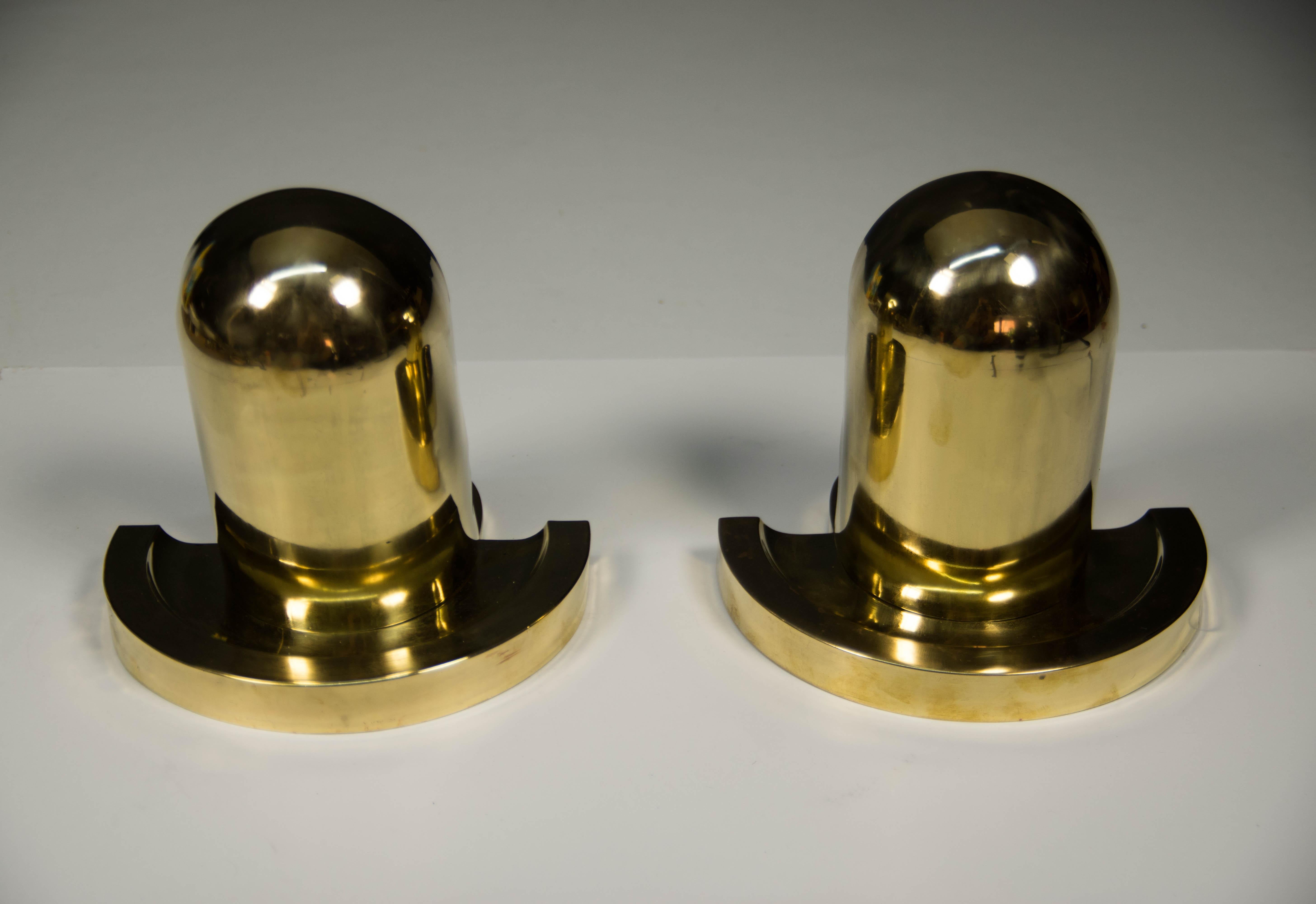 Set of Unique Cubistic Brass Wall Lamps, 1920s 2