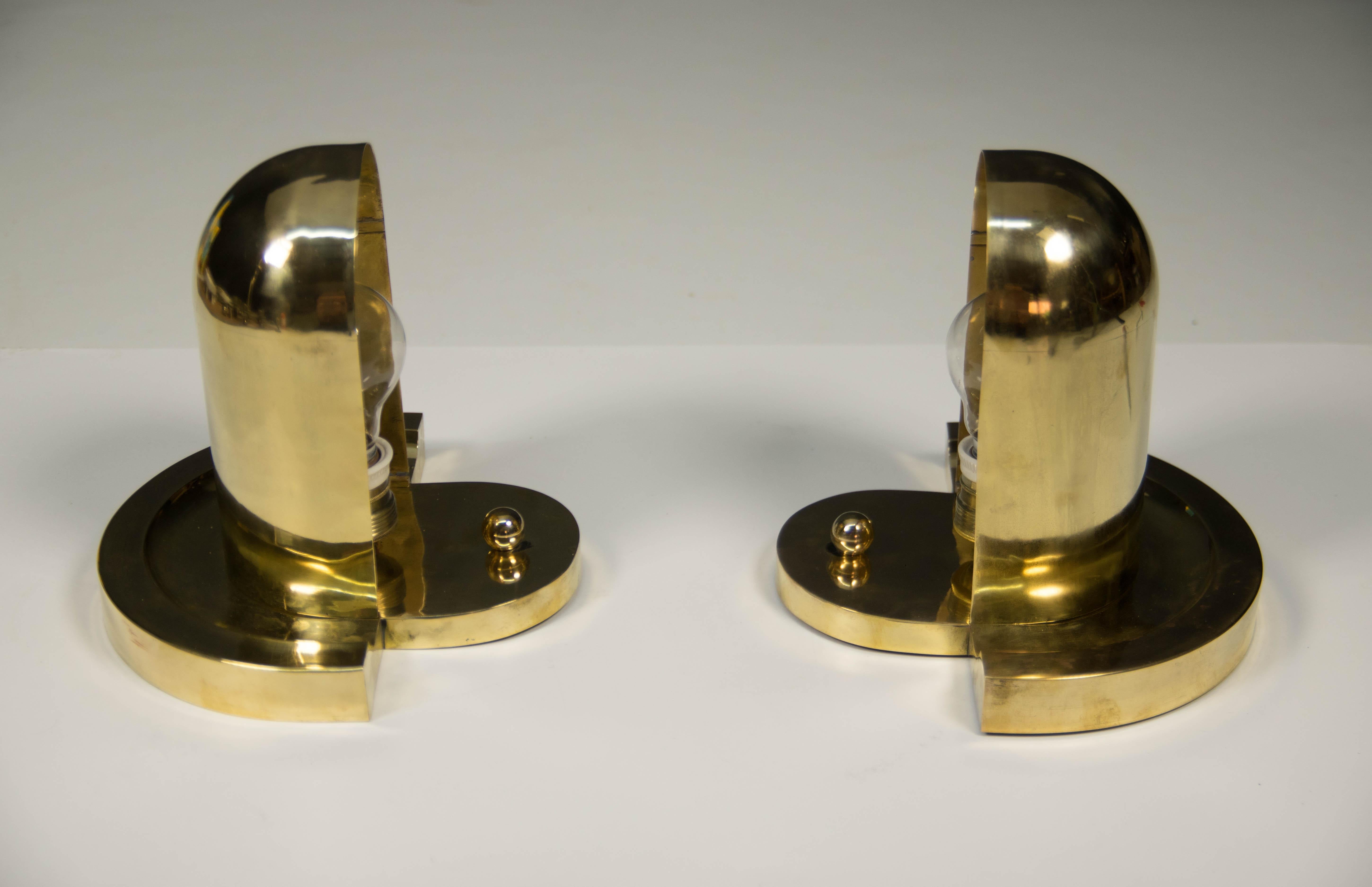 Set di lampade da parete cubistiche in ottone, anni '20 in vendita 1