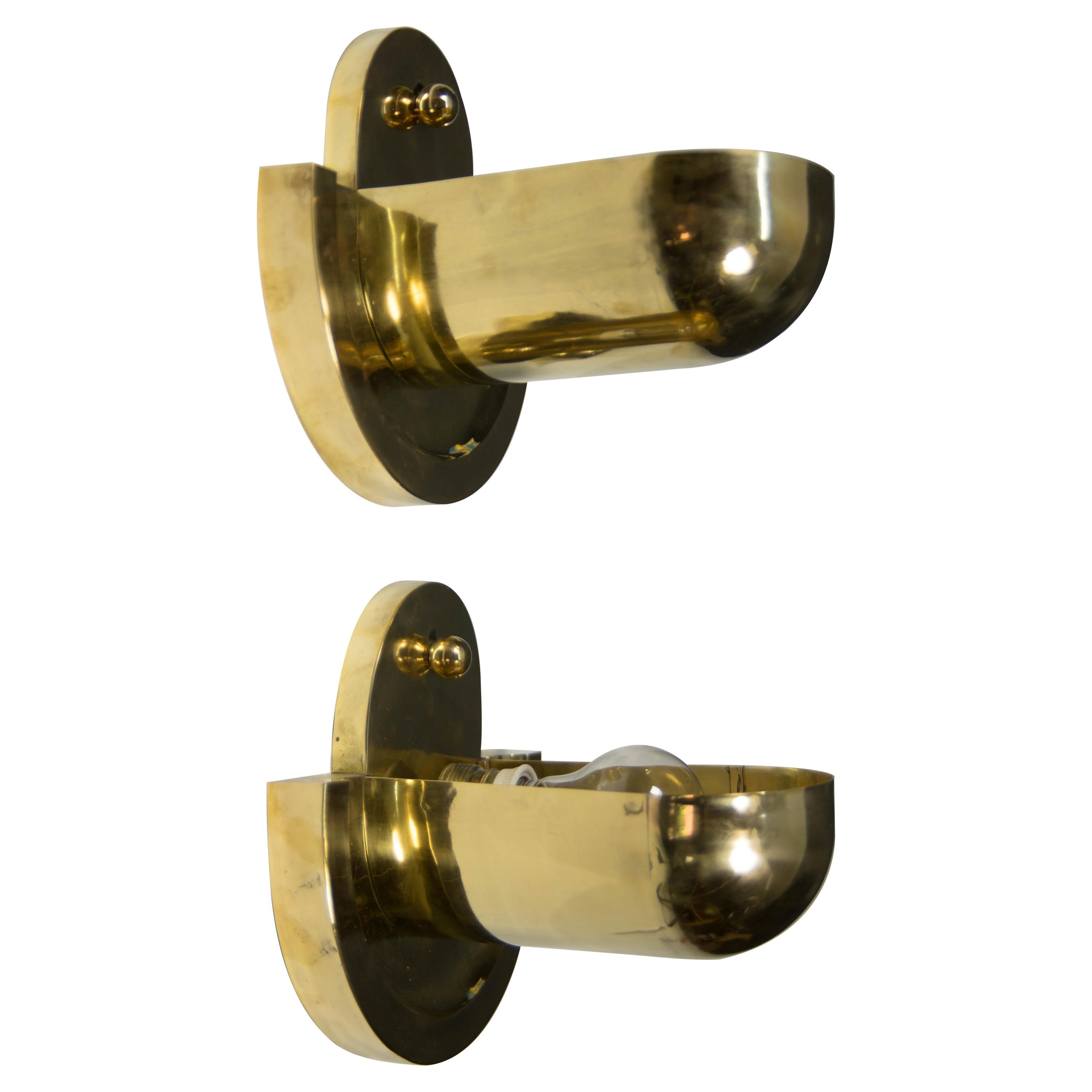 Set of Unique Cubistic Brass Wall Lamps, 1920s For Sale at 1stDibs