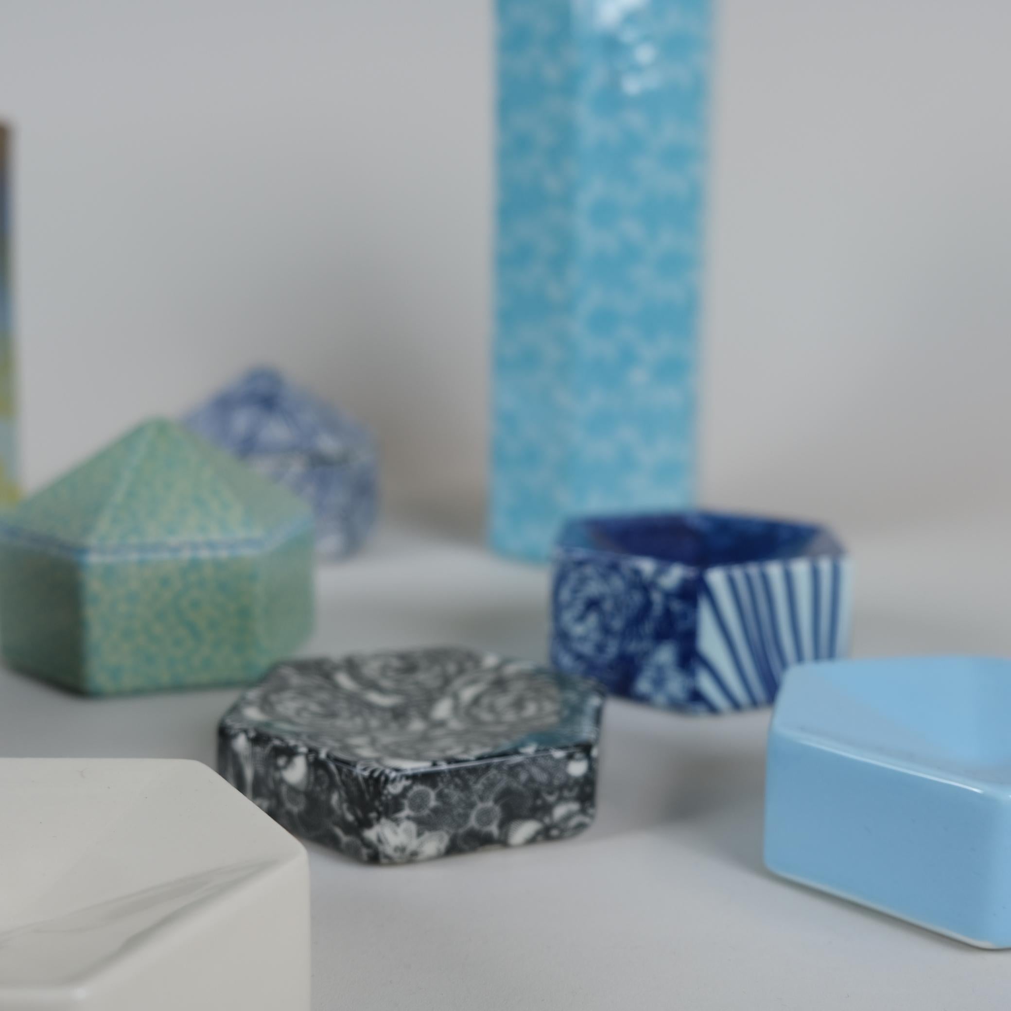 Set of Unique Hexagon Ceramic Objects, Heini Riitahuhta, Arabia Art Departement For Sale 1