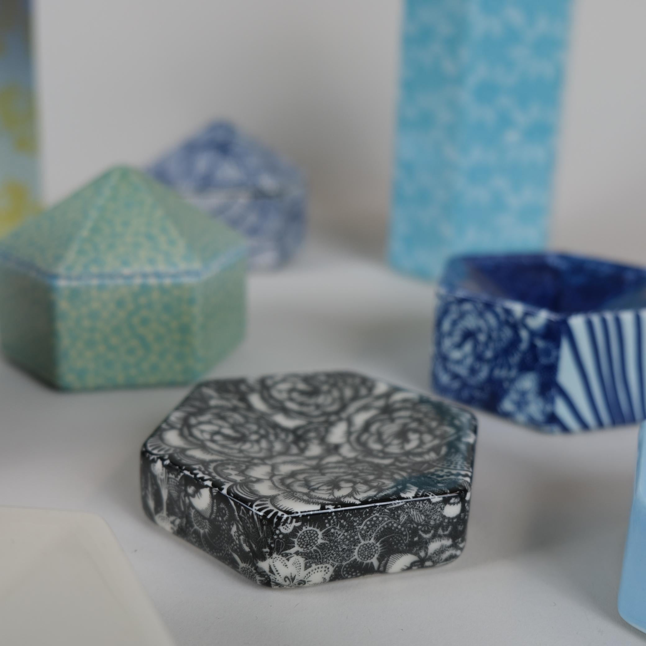 Set of Unique Hexagon Ceramic Objects, Heini Riitahuhta, Arabia Art Departement For Sale 2