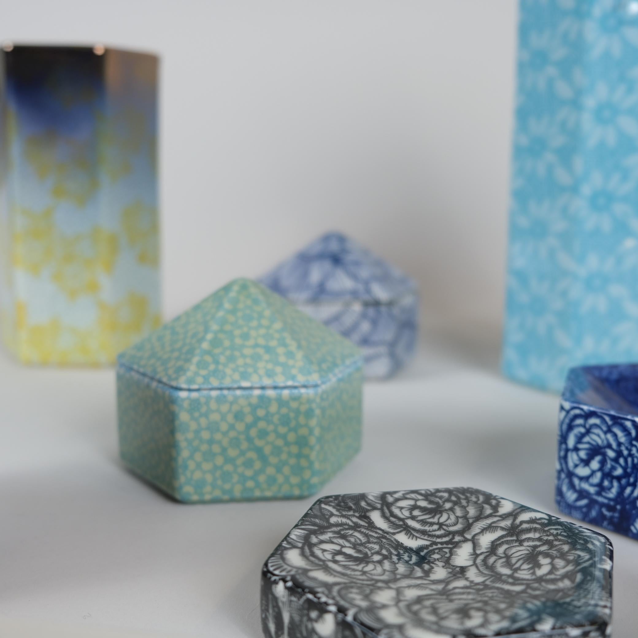 Set of Unique Hexagon Ceramic Objects, Heini Riitahuhta, Arabia Art Departement For Sale 3