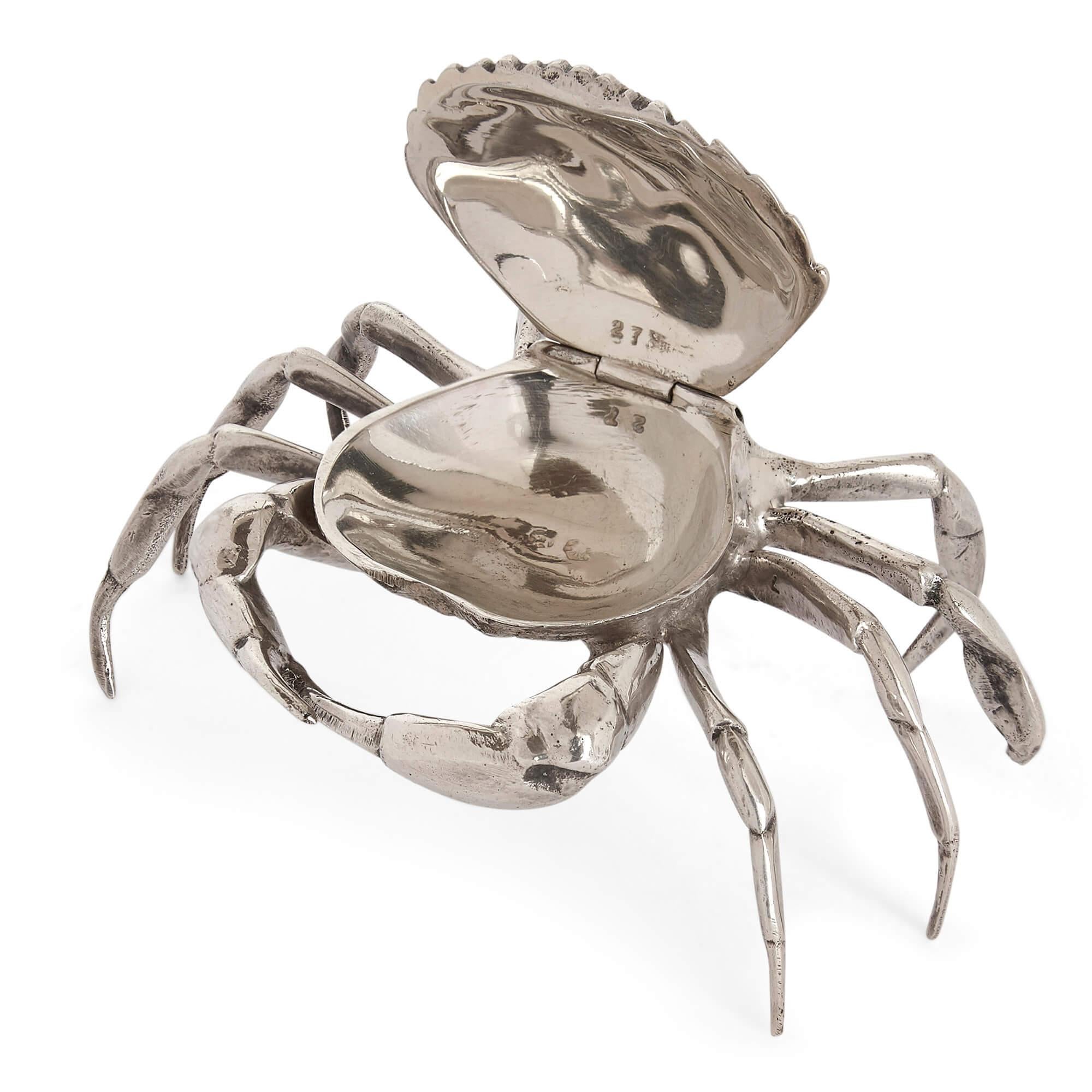 Set ungewöhnlicher spanischer Krabbenschachteln aus massivem Silber im Zustand „Gut“ im Angebot in London, GB
