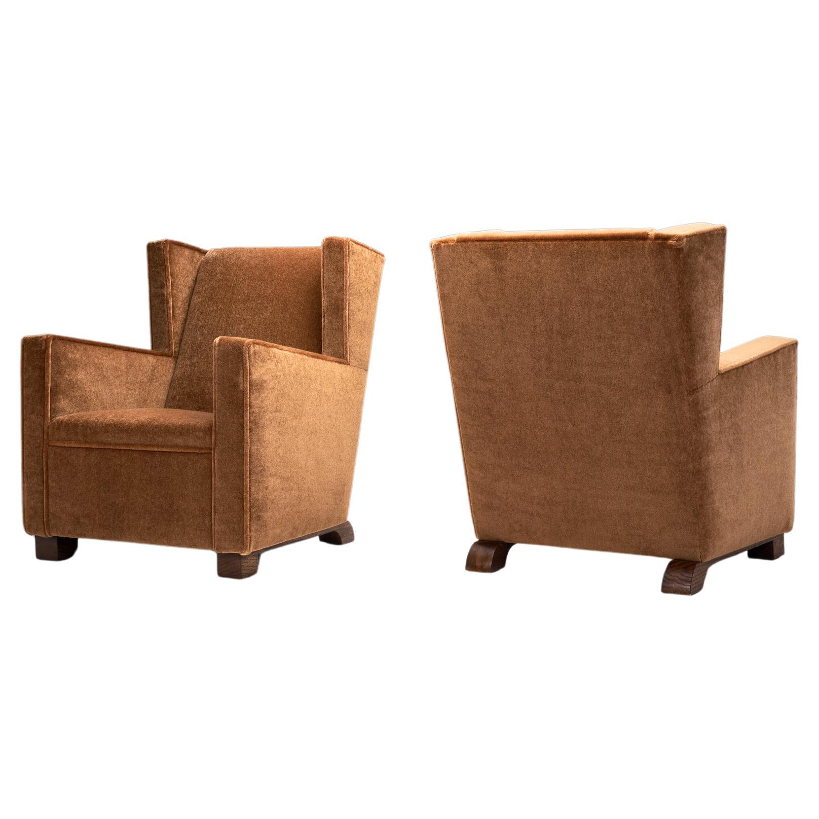 Set of Upholstered Art Deco Armchairs, Europe First Half of 20th Century For Sale