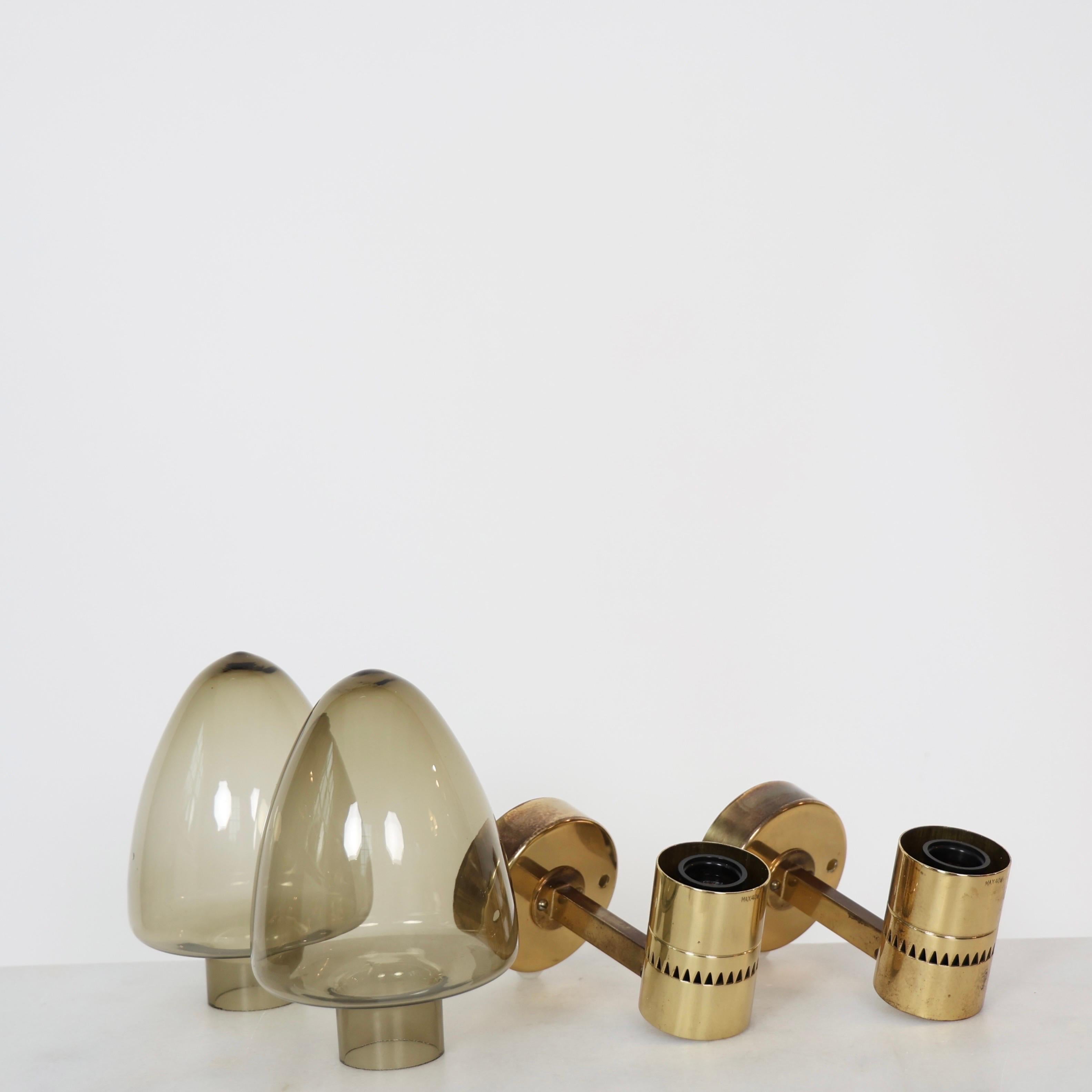 Laiton Set of V220 Sconces by Hans-Agne Jakobsson, 1960s, Sweden en vente