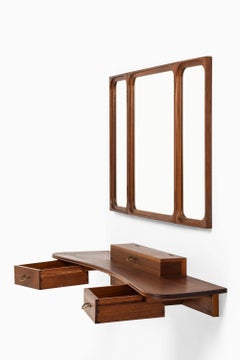 Set of Vanity with Mirror in Mahogany and Brass by Frode Holm, 1950s