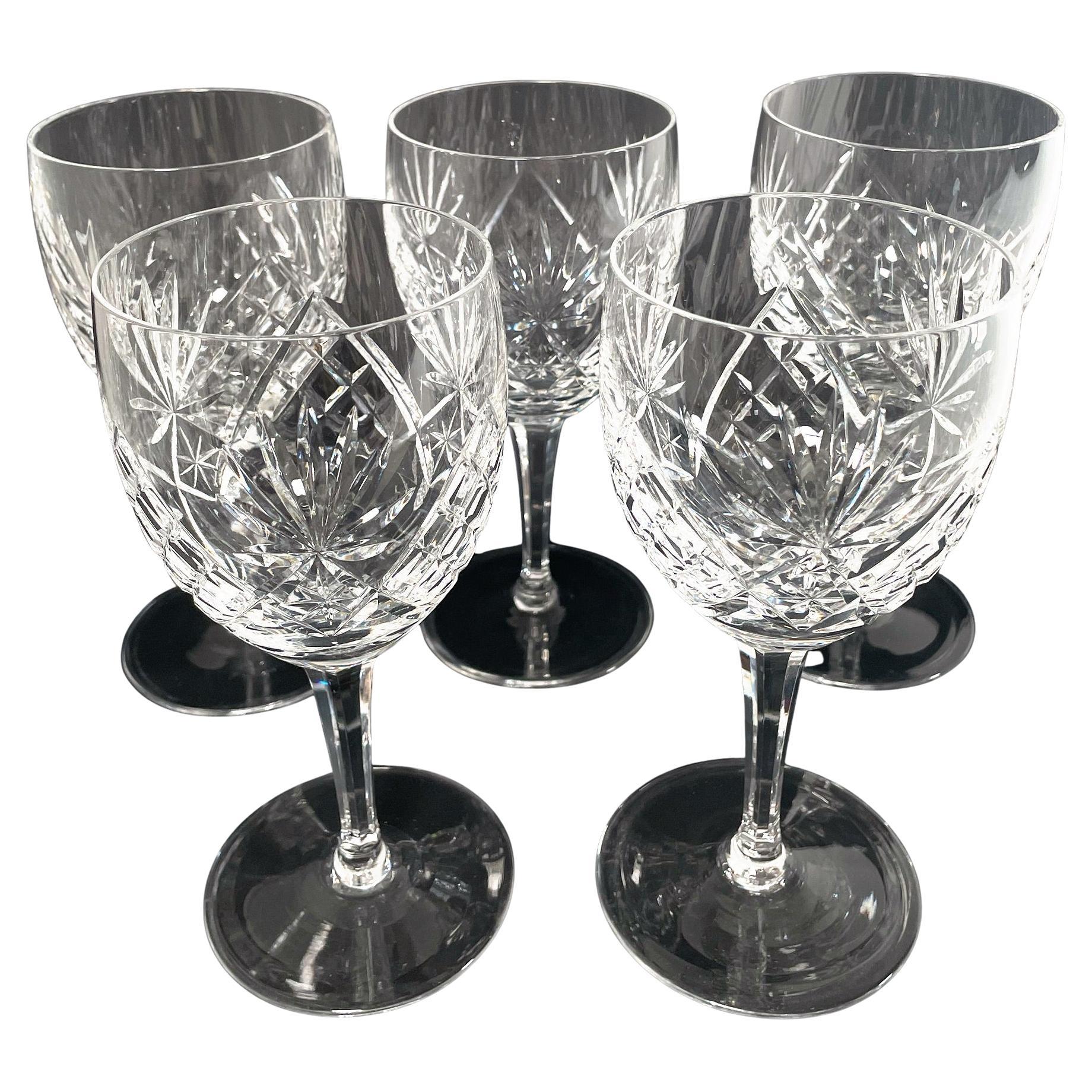 Set of Various Hand-Cut Bohemian Crystal Glasses, 1980s