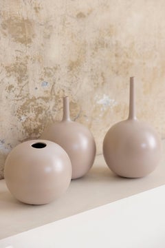 Set of Three Matte White Ceramic Vases by Monica Castiglioni, Italy