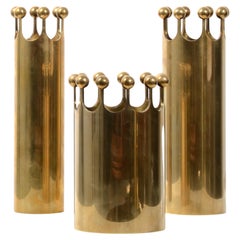 Set of Vases in Brass Designed by Pierre Forssell for Skultuna, Sweden, 1950s