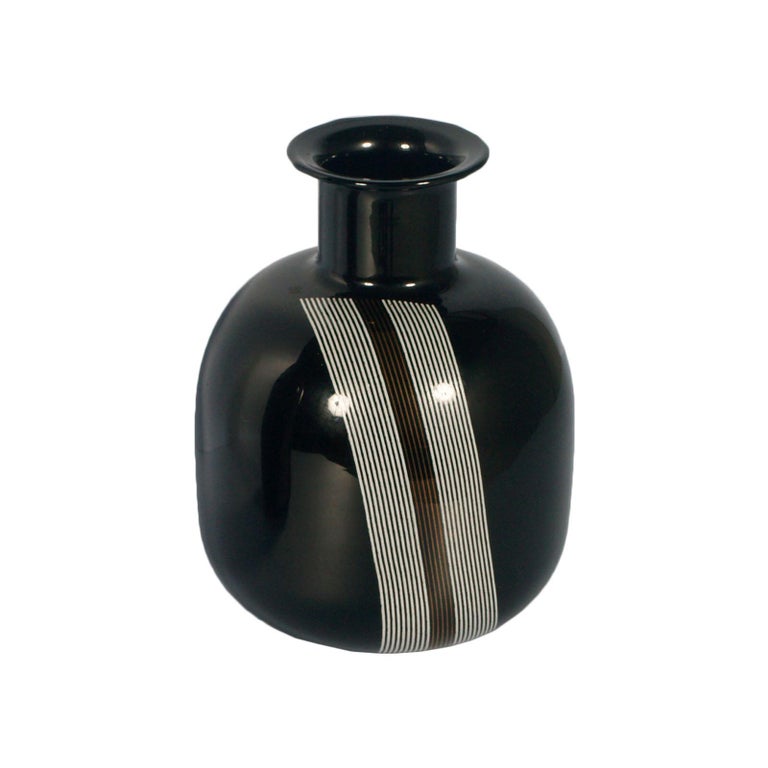 Mid-Century Modern Set of Vases Tapio Wirkkala for Venini Attributable in Blown Black Murano Glass For Sale