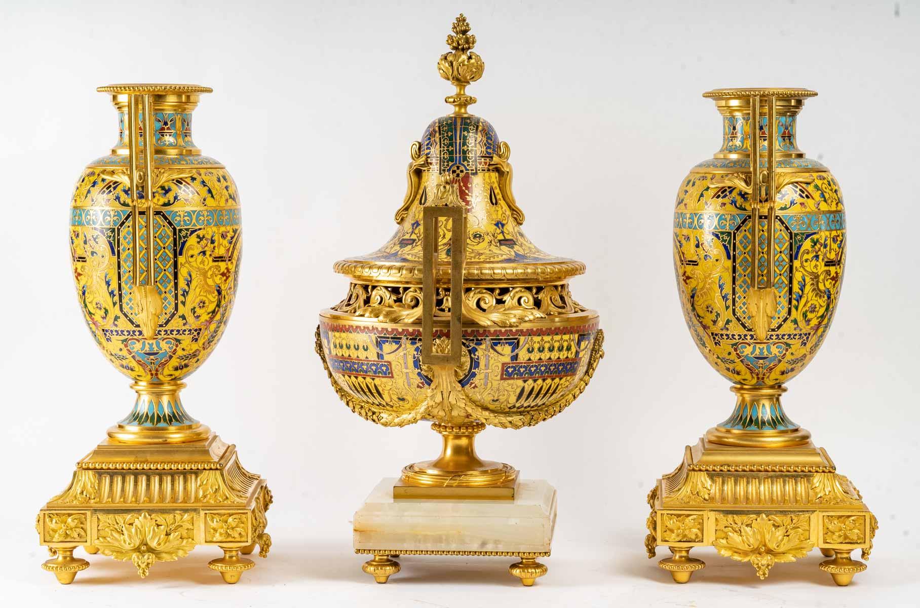 Set of Vases with Pompeian Decoration, 19 Century 3