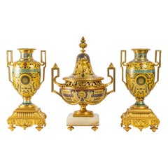 Set von Vasen mit pompejanischer Dekoration, 19. Jahrhundert