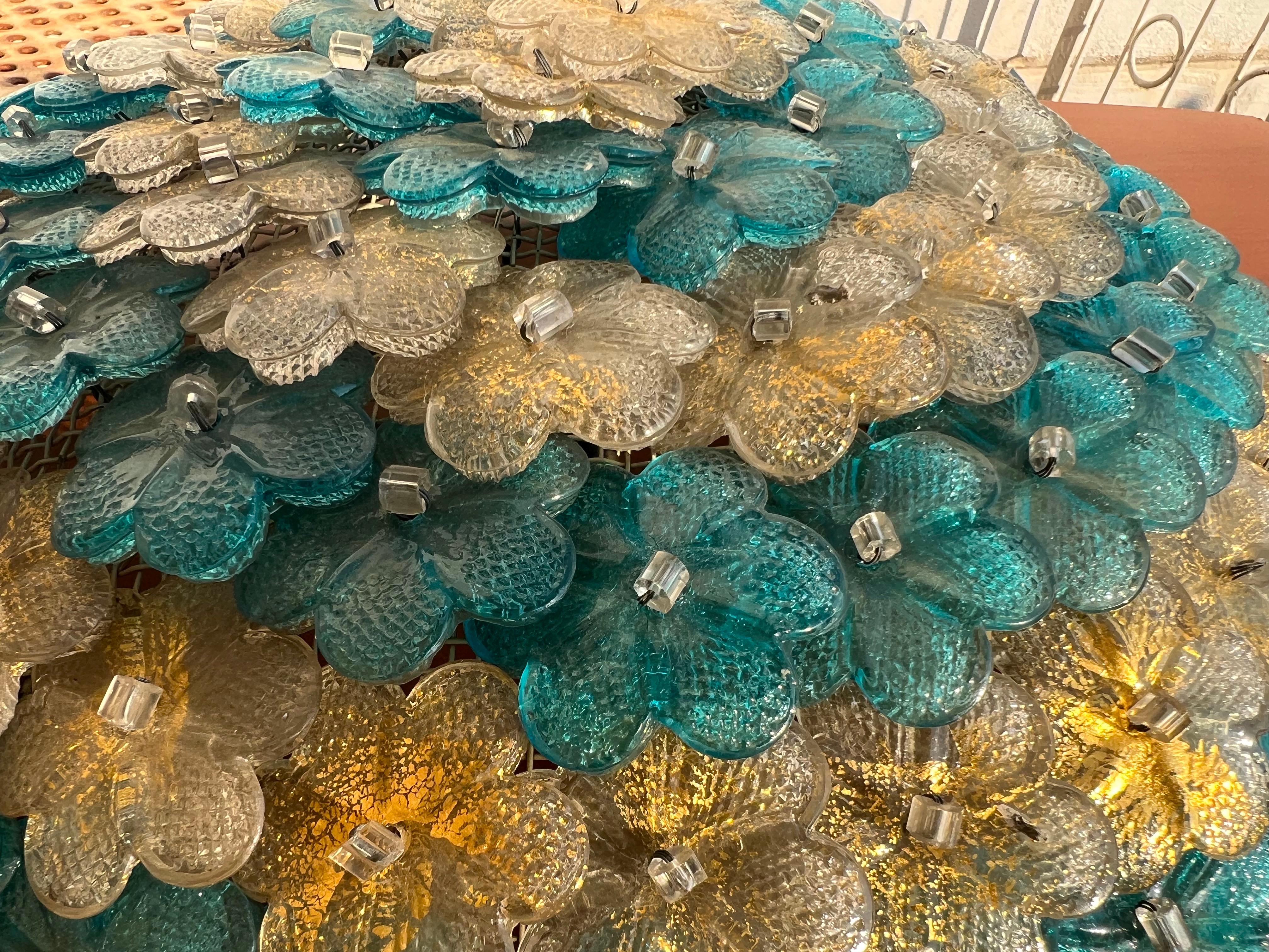 Set aus venezianischen Decken- und Wandlampenpaaren. Murano, 1950er Jahre (Muranoglas)