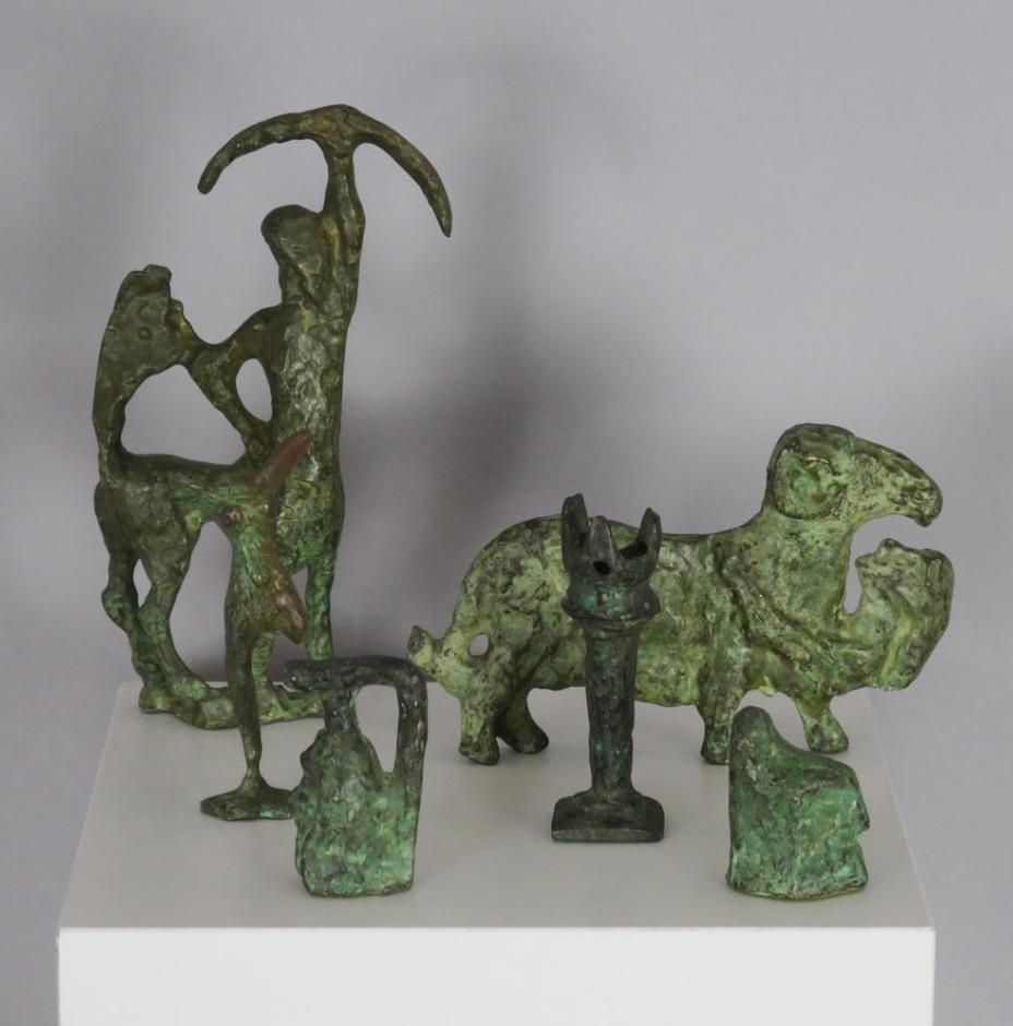 Set of Verdigris Bronze Hellenistic Sculptures, Italy In Good Condition For Sale In Pittsburgh, PA