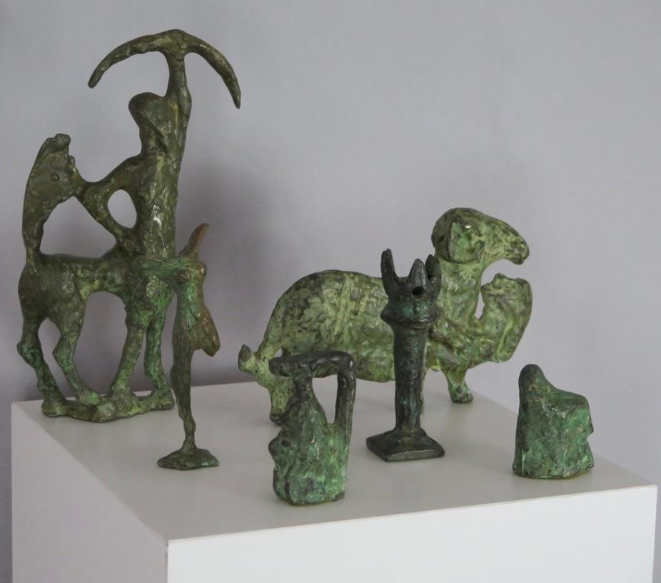 Mid-20th Century Set of Verdigris Bronze Hellenistic Sculptures, Italy For Sale