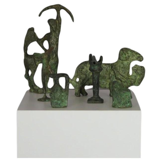 Set of Verdigris Bronze Hellenistic Sculptures, Italy For Sale
