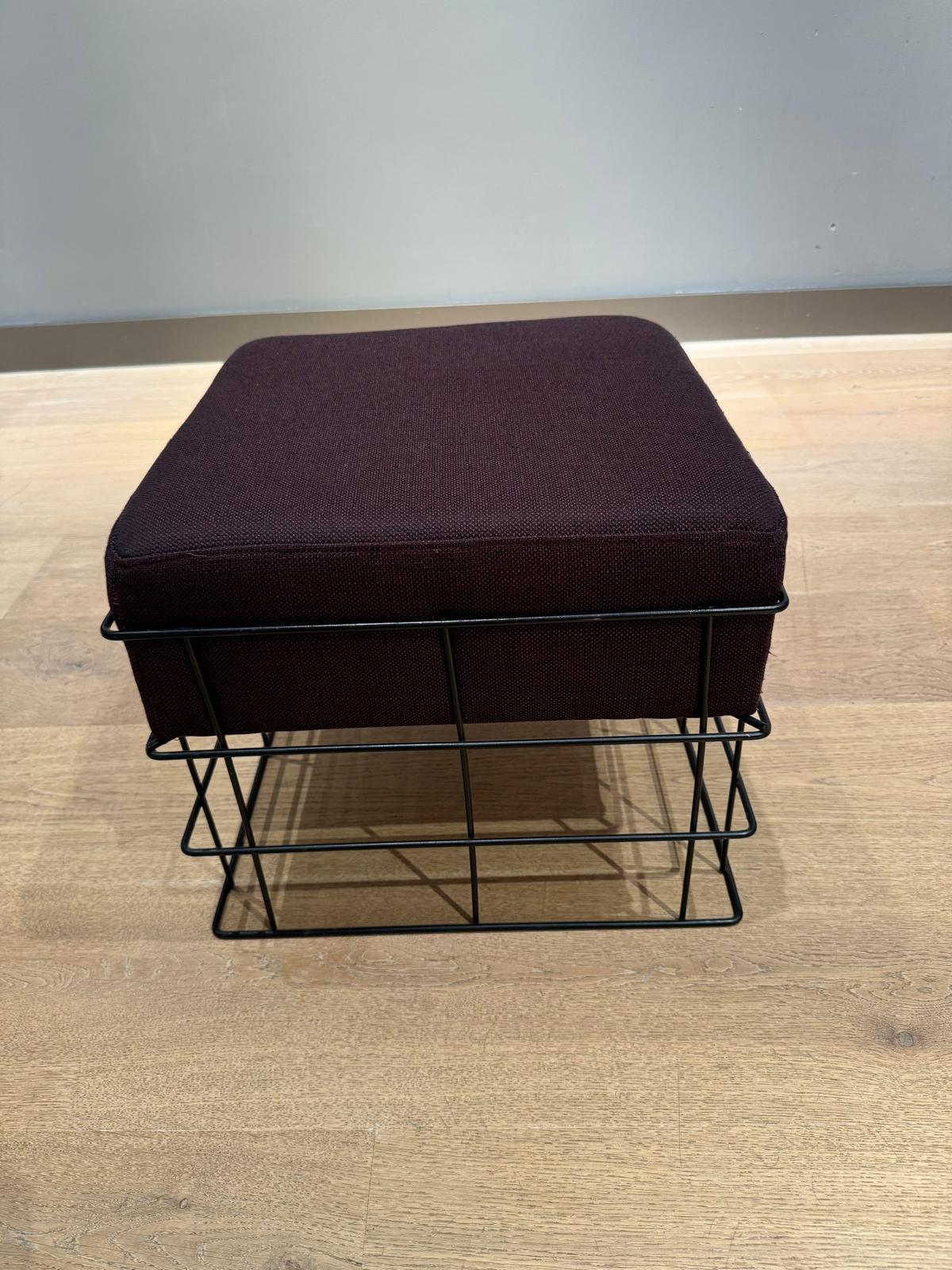 Metal Set of Verner Panton square wire stool and circular wire stool For Sale