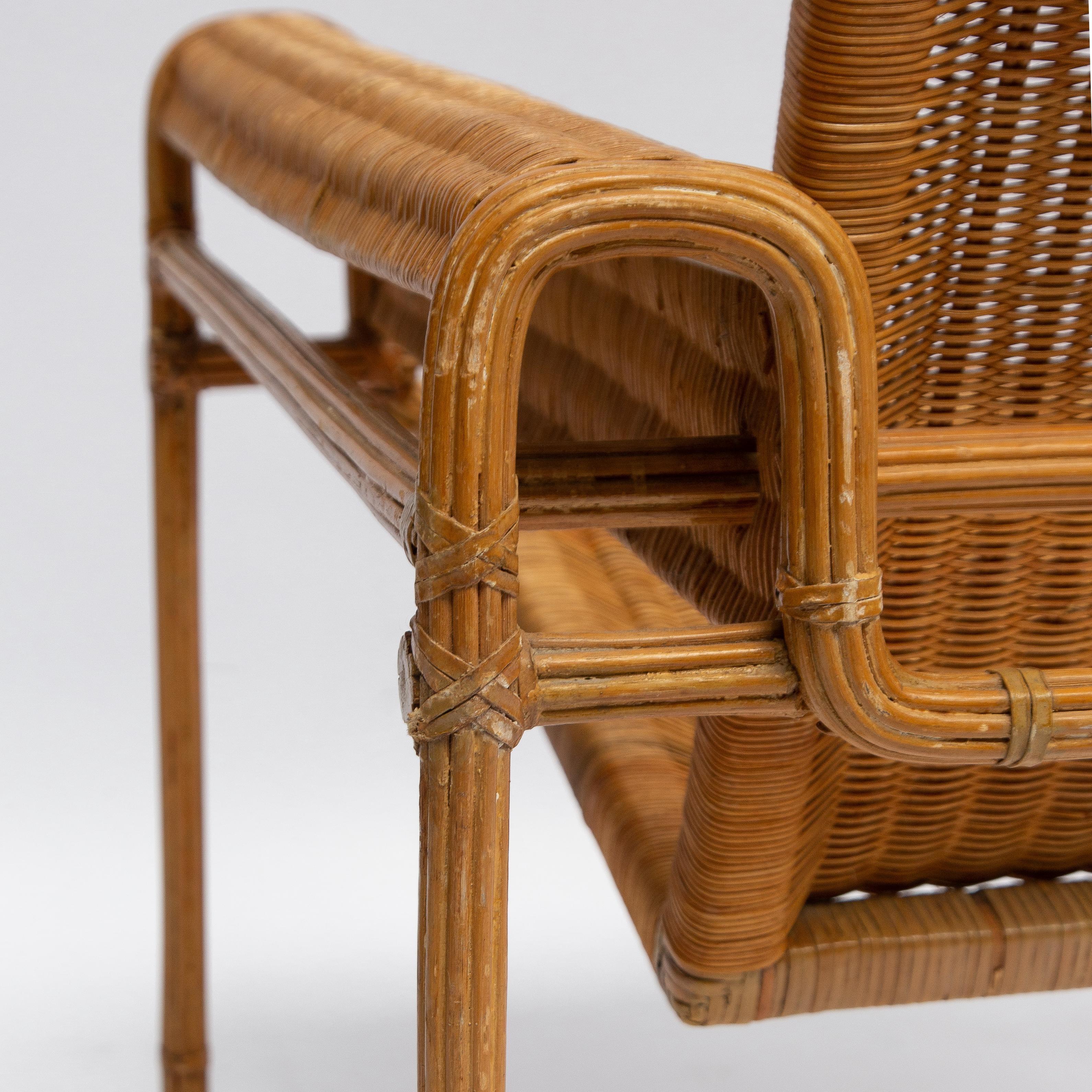 Wicker Chair, Inspired by the Wassily Chair, 1970s In Good Condition In Hilversum, NL