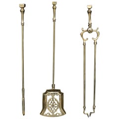 Used Set of Victorian Brass Firetools