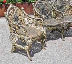 Set of Victorian Cast Iron "Four Seasons" Garden Seat Furniture by Northampton