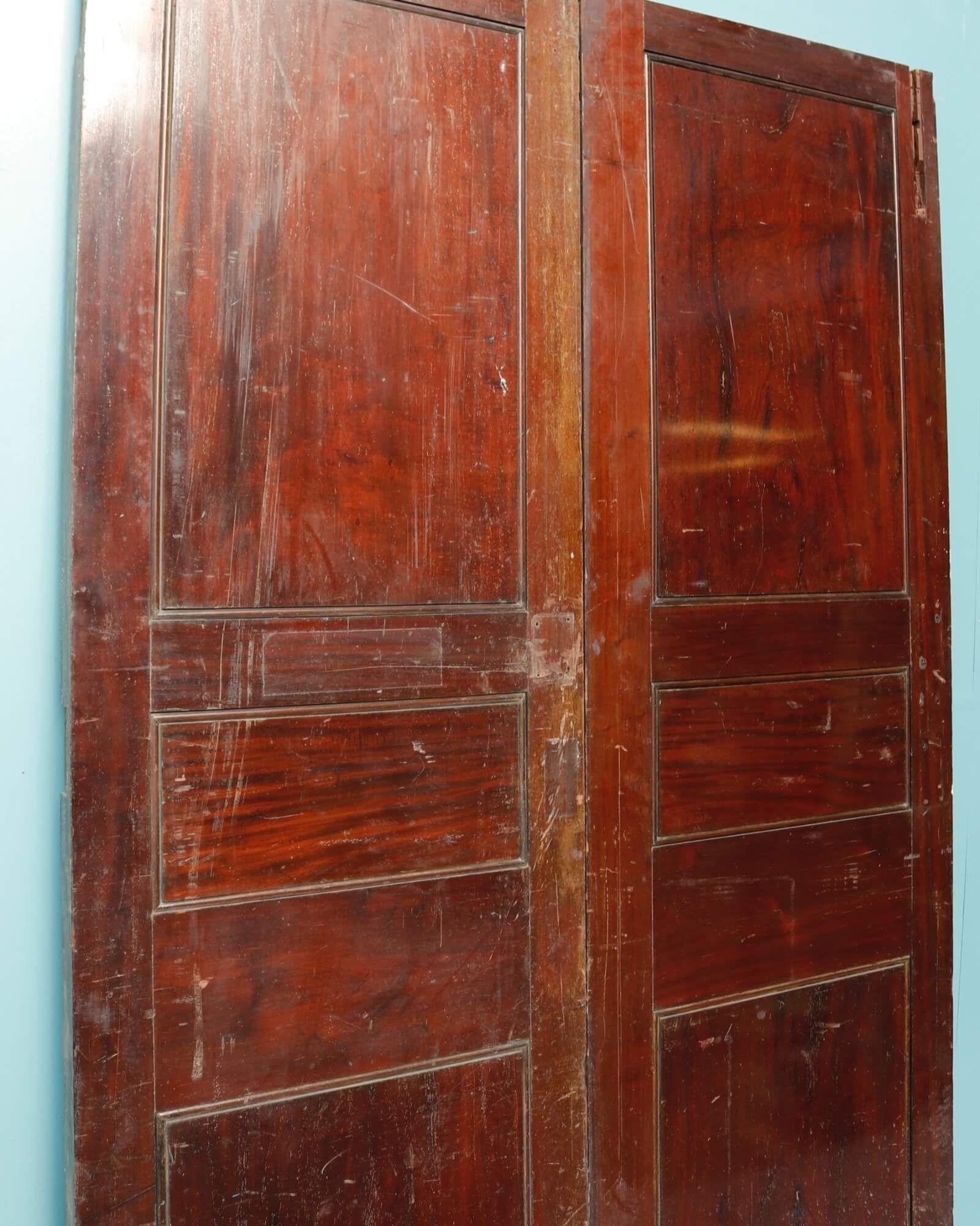 Set of Victorian Mahogany Double Doors In Fair Condition For Sale In Wormelow, Herefordshire