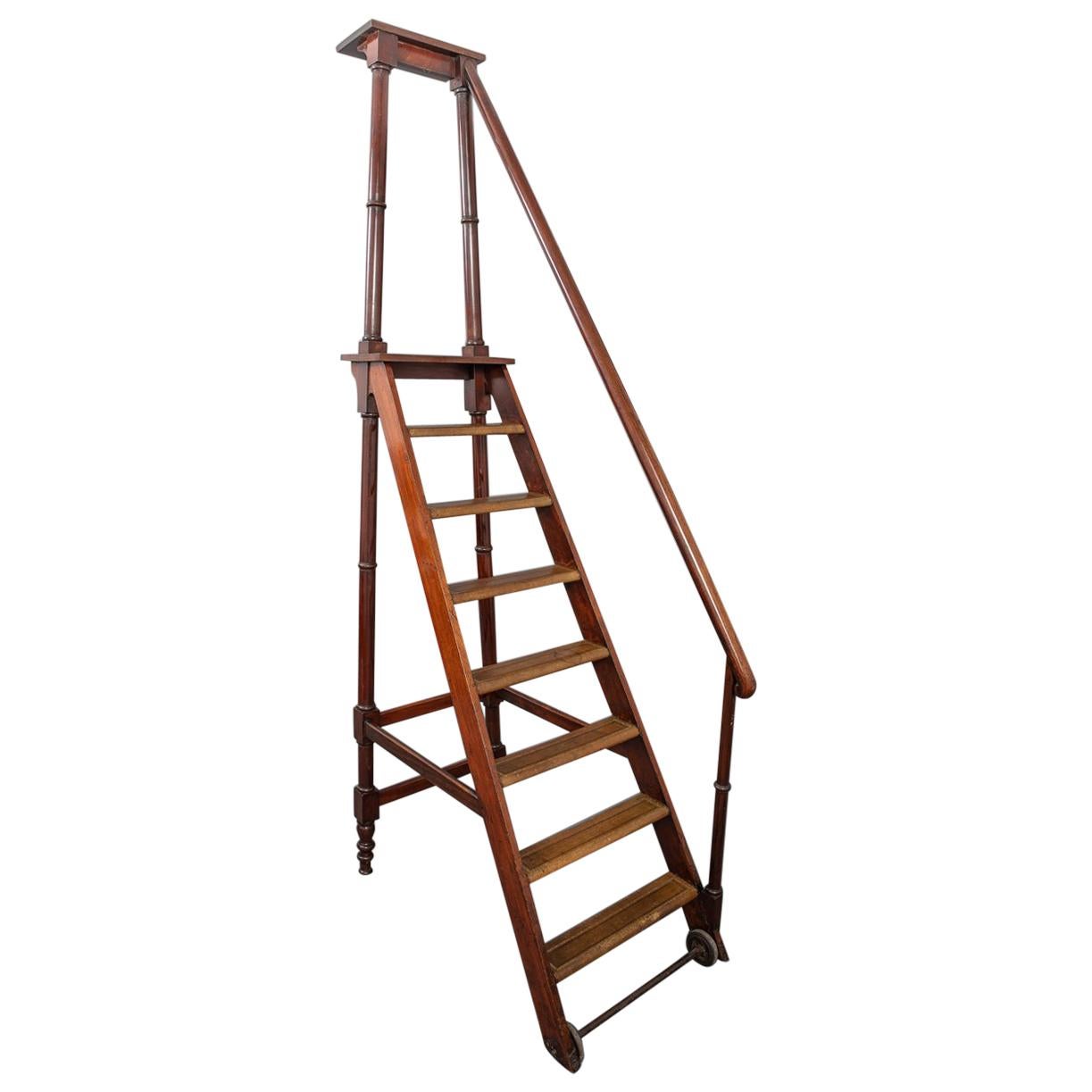 Set of Victorian Mahogany Library Steps For Sale