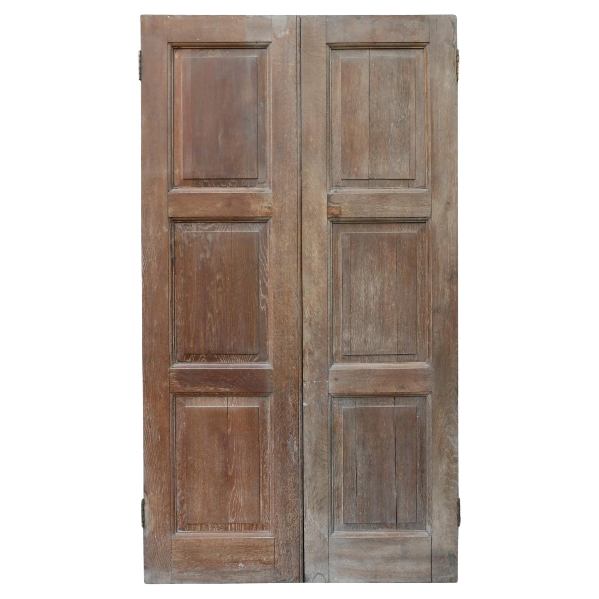 Set of Victorian Oak Double Doors with Frame For Sale