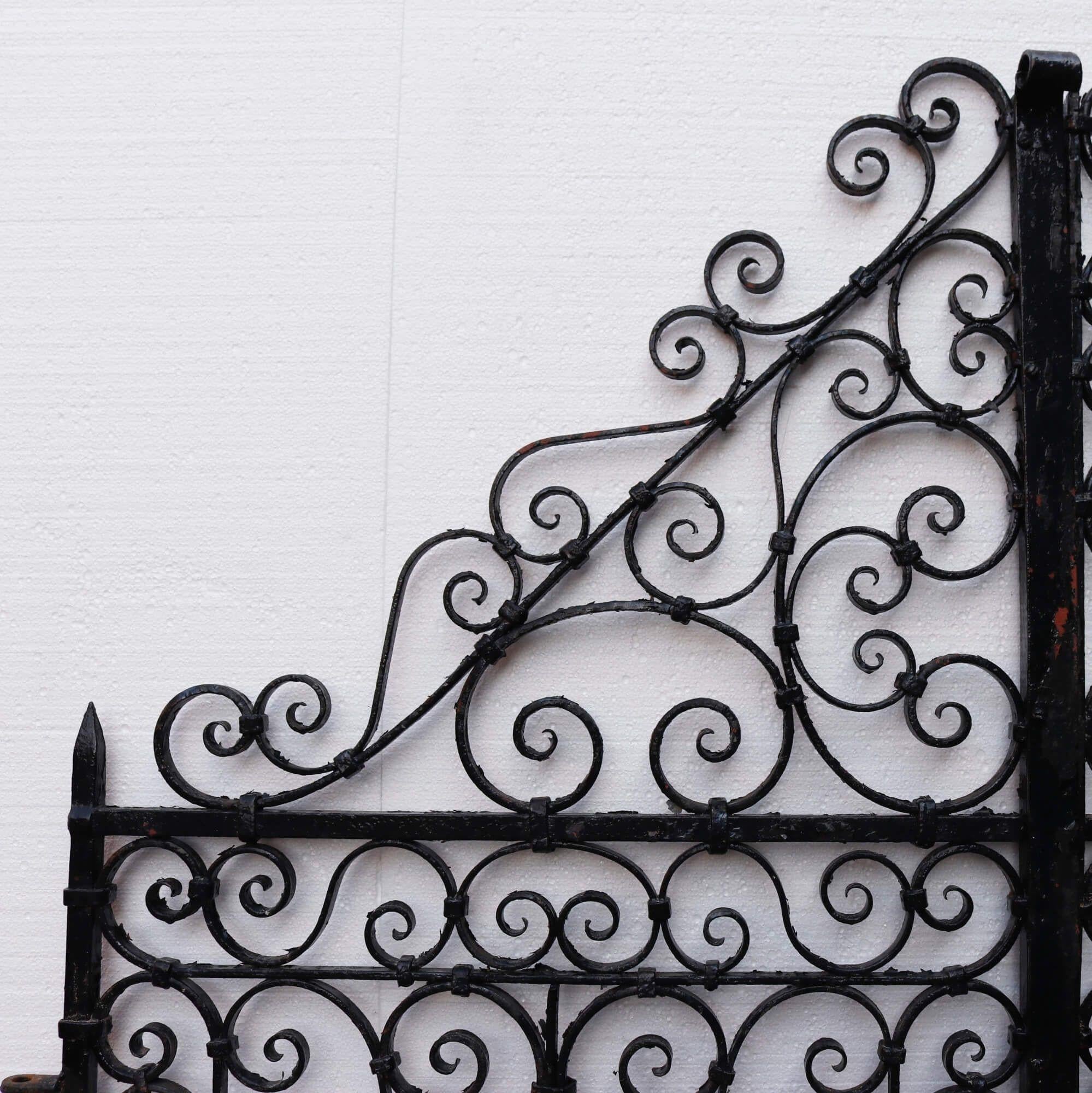 19th Century Set of Victorian Wrought Iron Scroll Pedestrian Gates For Sale