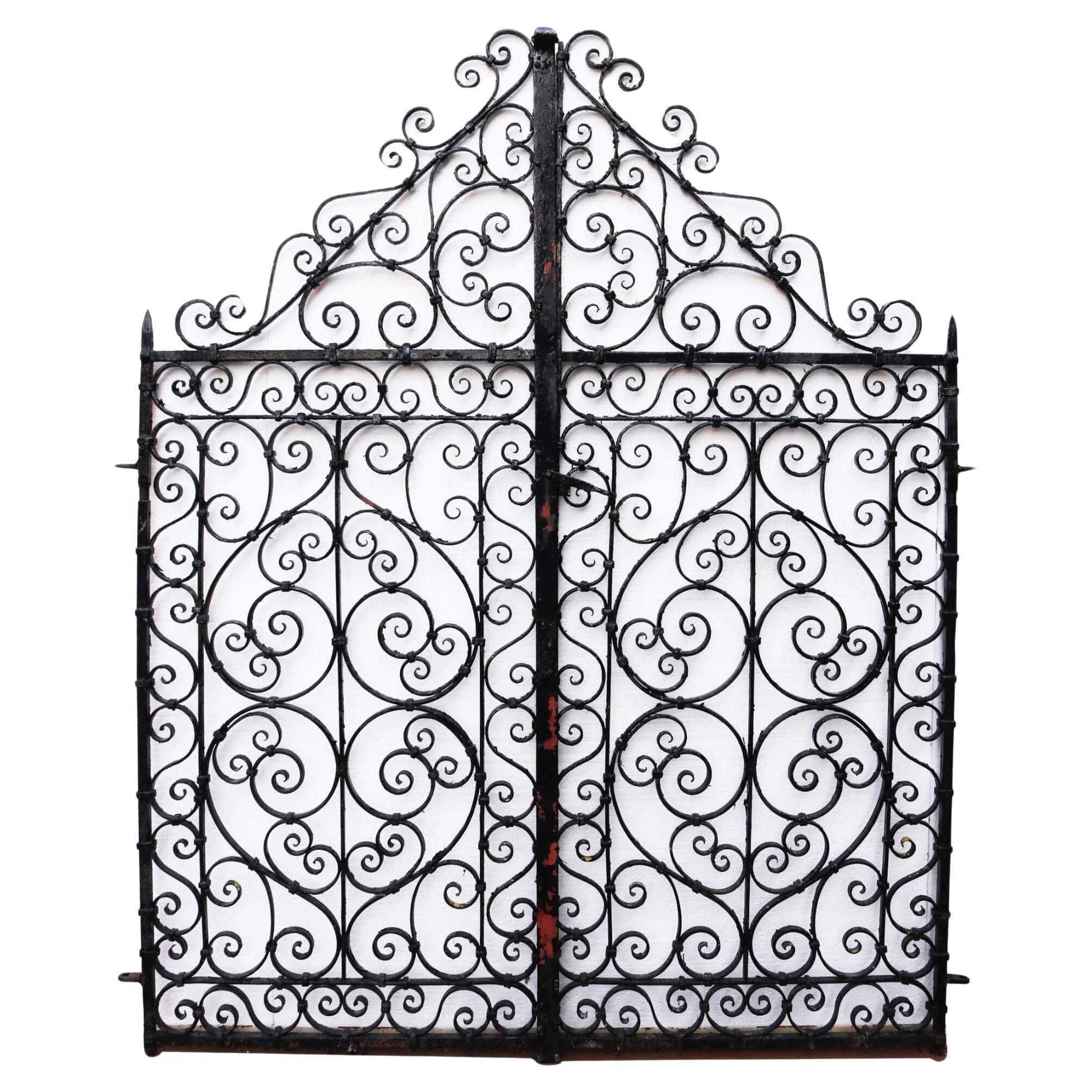 Set of Victorian Wrought Iron Scroll Pedestrian Gates For Sale