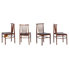 Set di sedie vintage American Leather e Wood