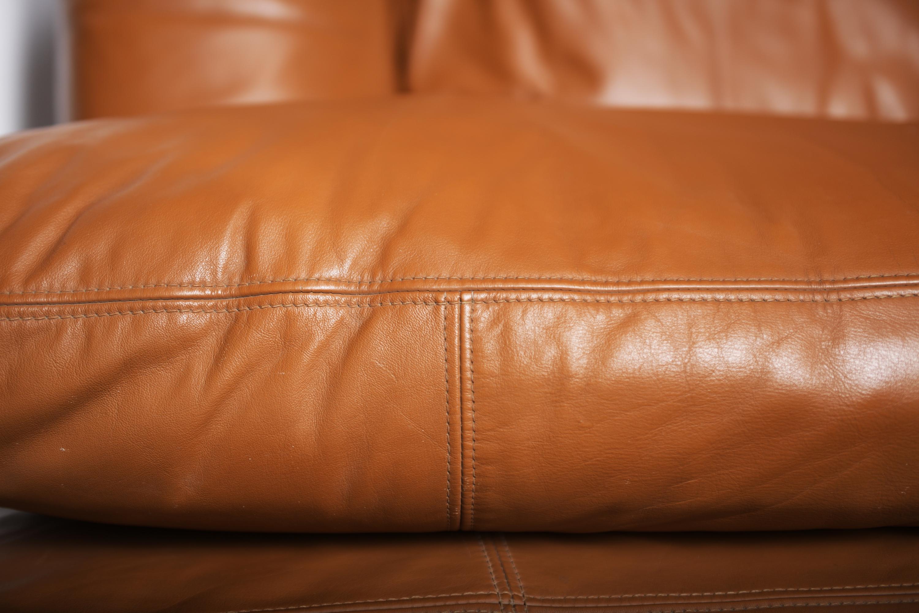 Set of vintage Bengodi sofas in cognac leather by Cini Boeri for Arflex Italy 4