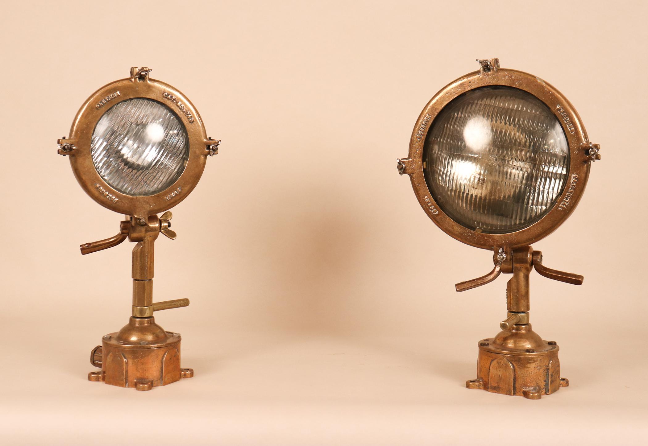 American Set of Vintage Brass Industrial Nautical Marine Lanterns