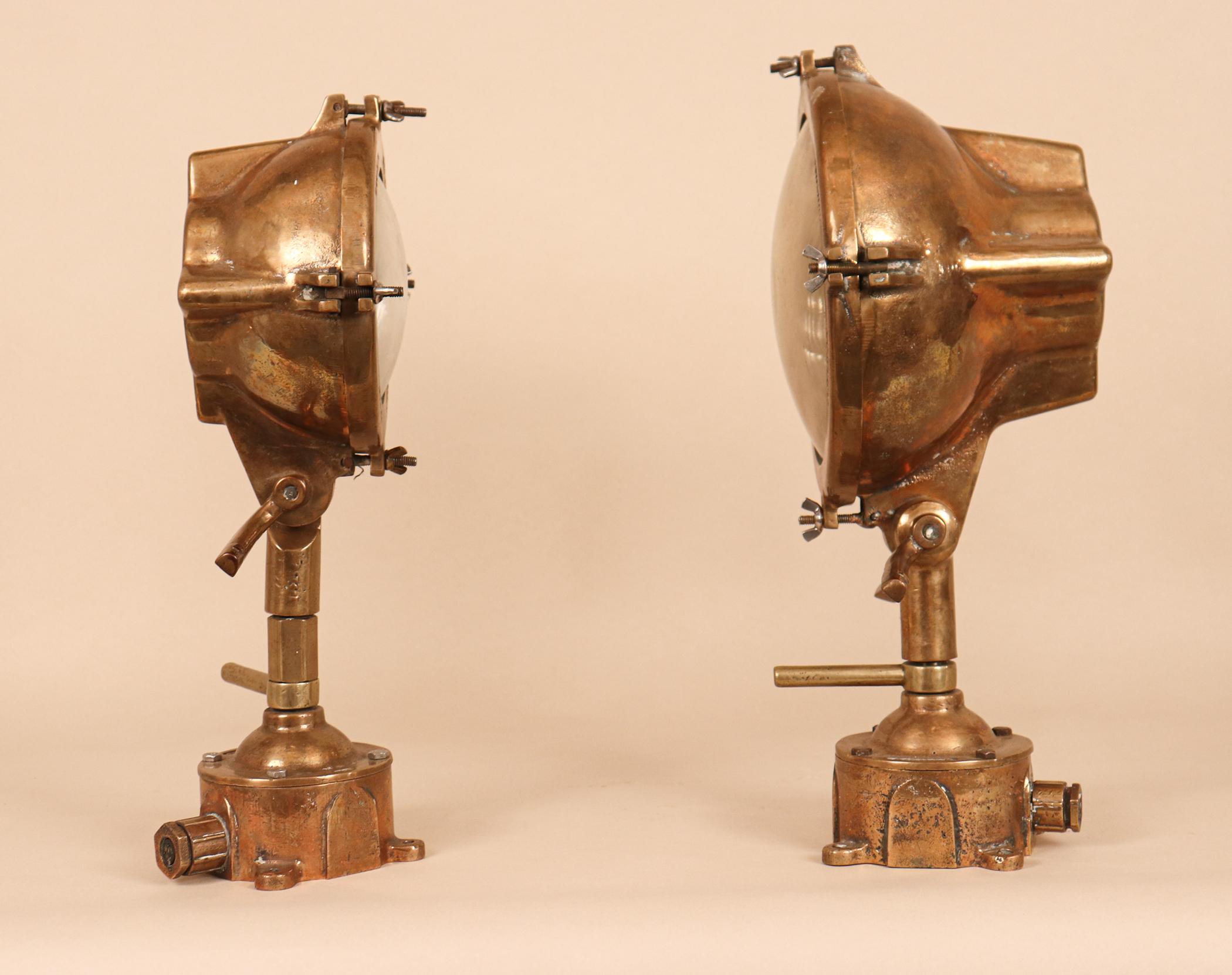 Cast Set of Vintage Brass Industrial Nautical Marine Lanterns