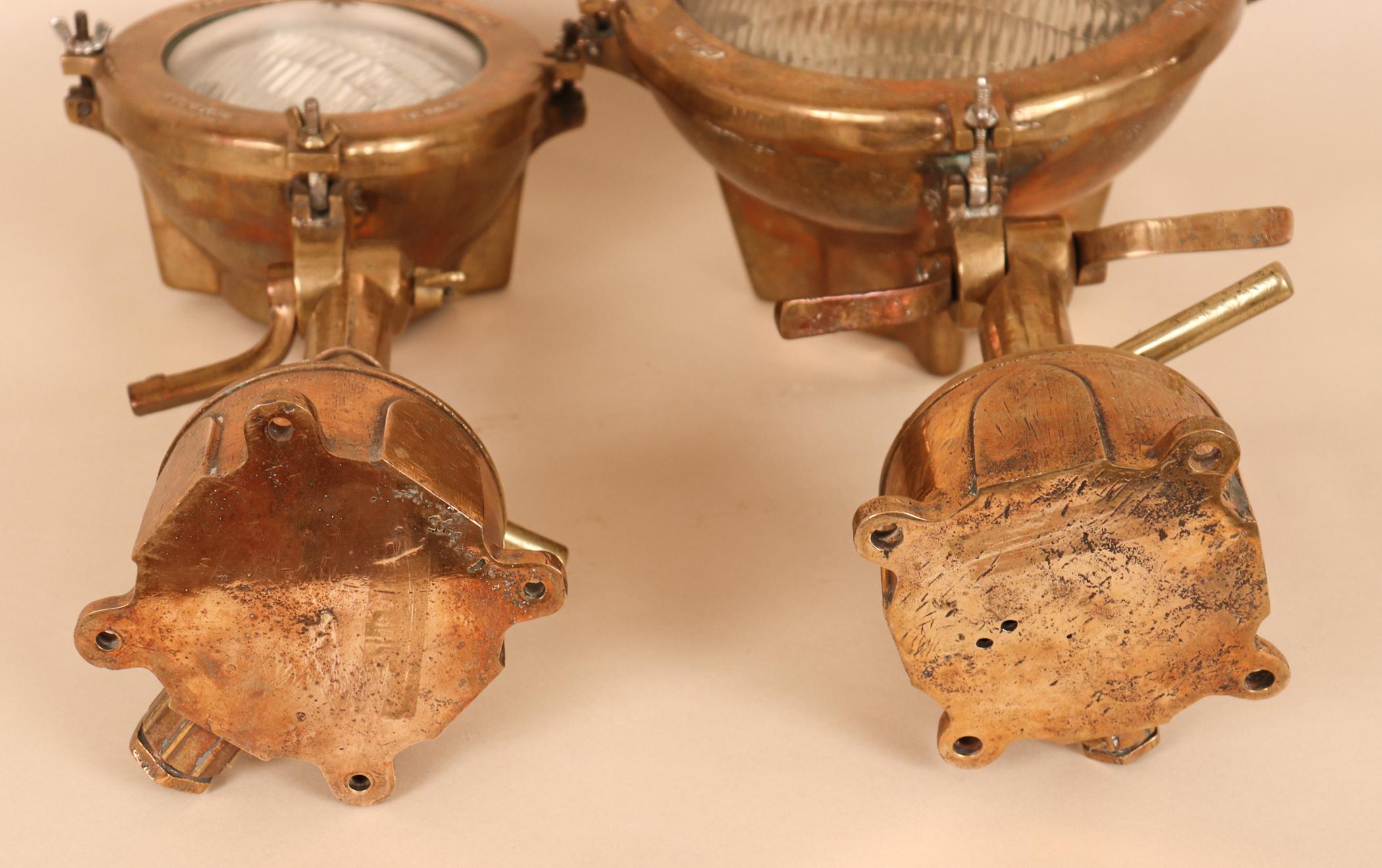 Set of Vintage Brass Industrial Nautical Marine Lanterns 1