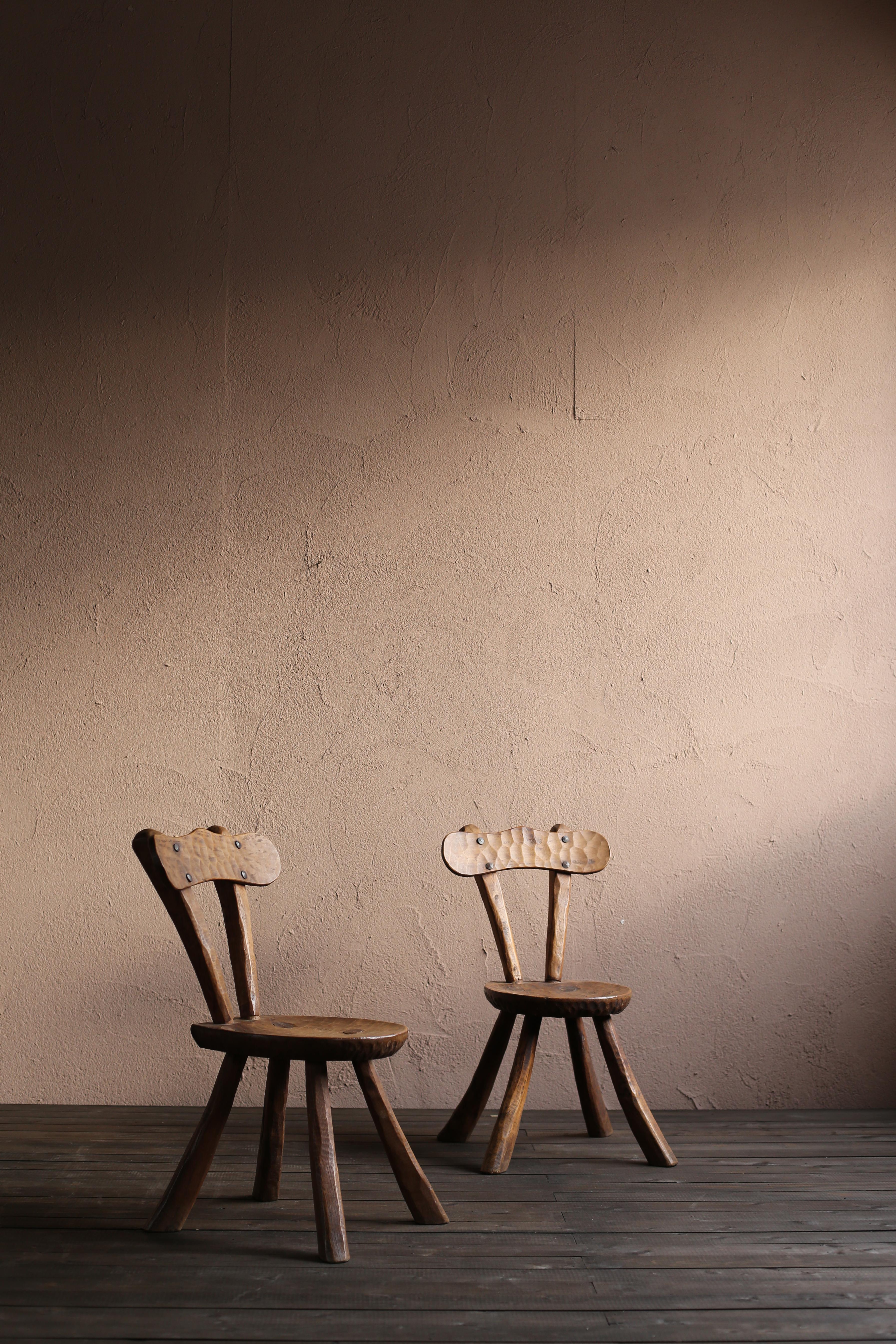 Oak Set of Vintage Brutalist Chairs