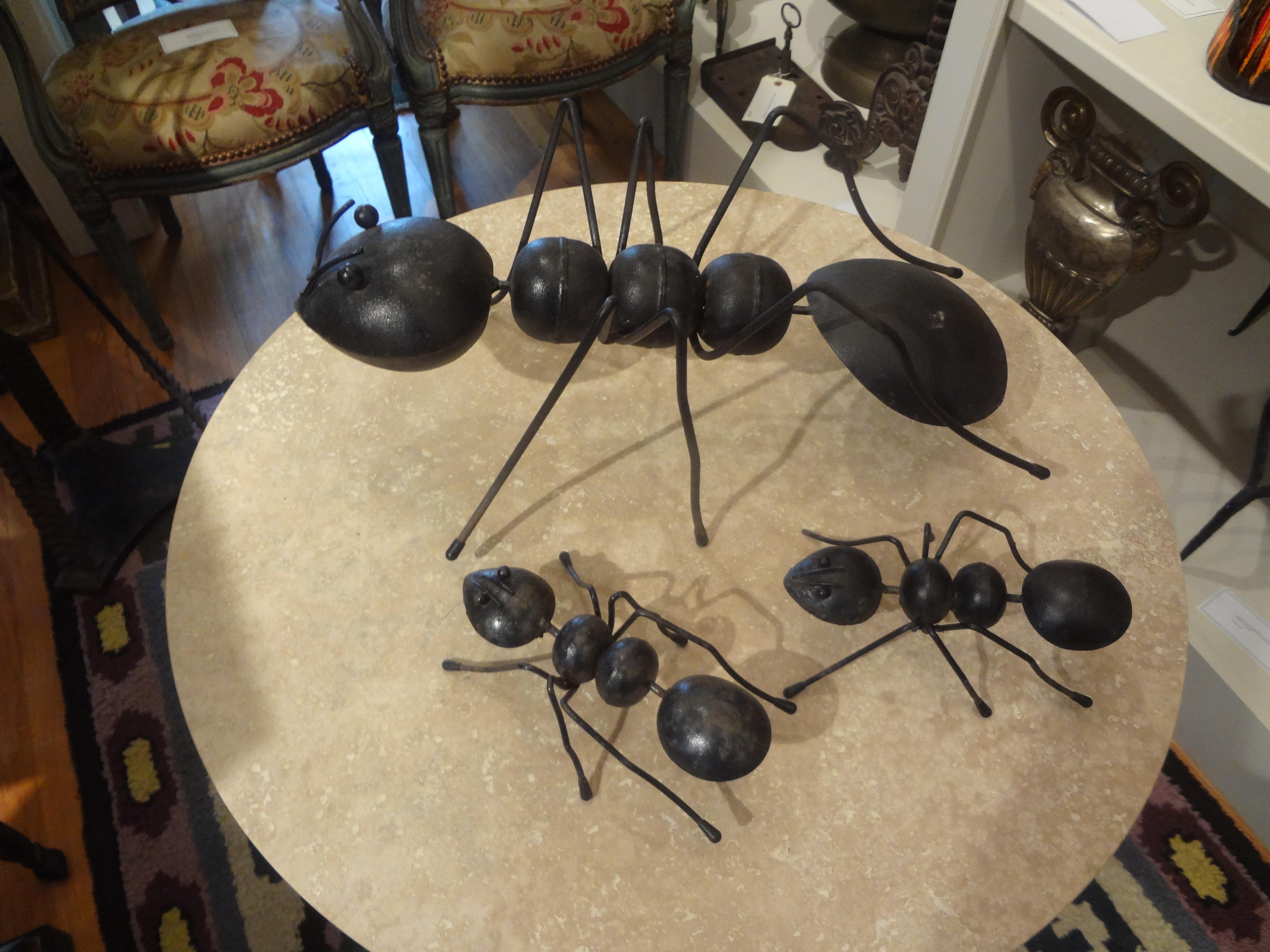 Set of Vintage Brutalist Decorative Iron Ants In Good Condition In Houston, TX