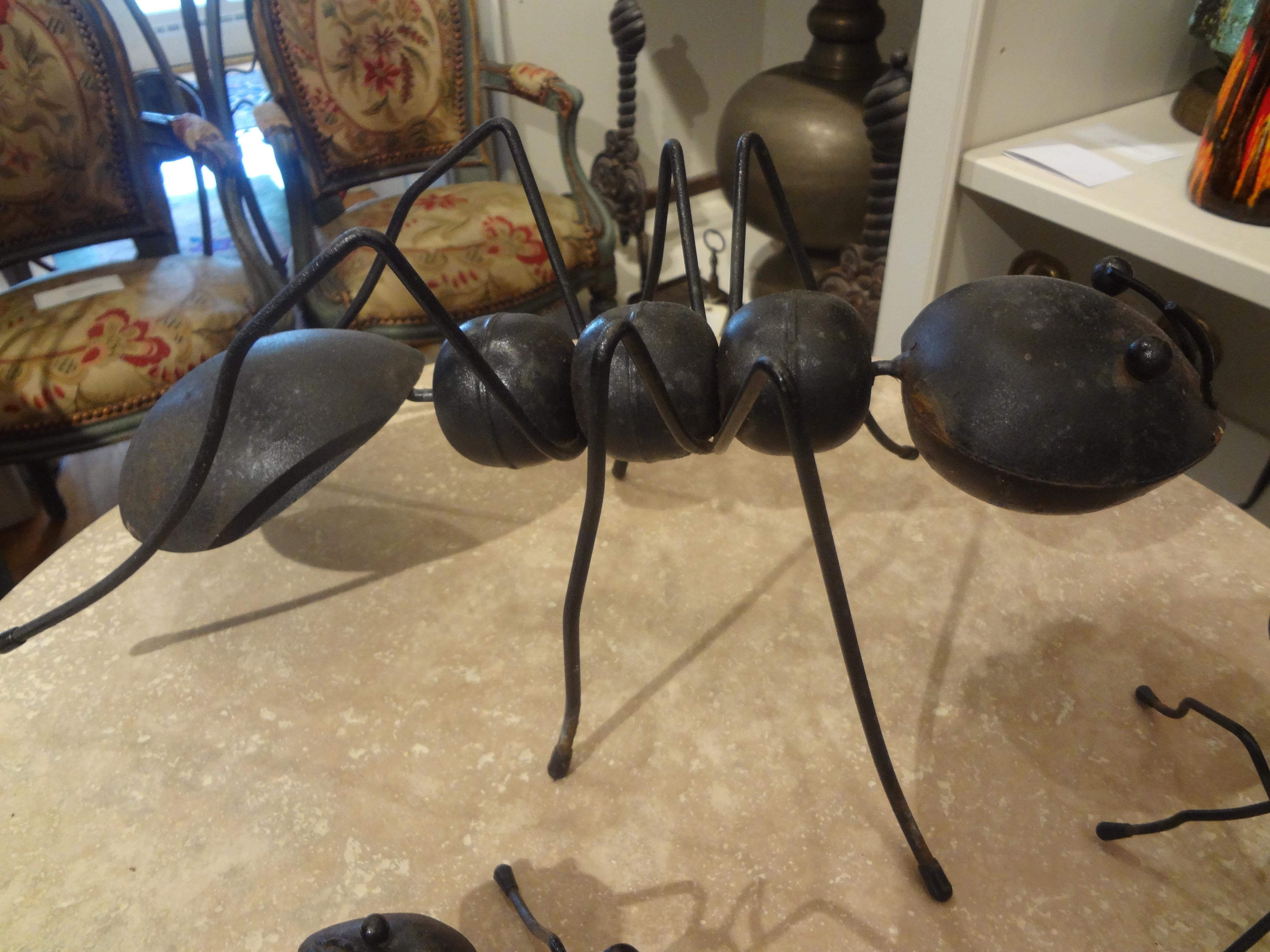 Set of Vintage Brutalist Decorative Iron Ants 3