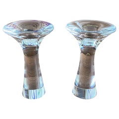 Set of Vintage Candleholders by Tapio Wirkkala Glass Iittala