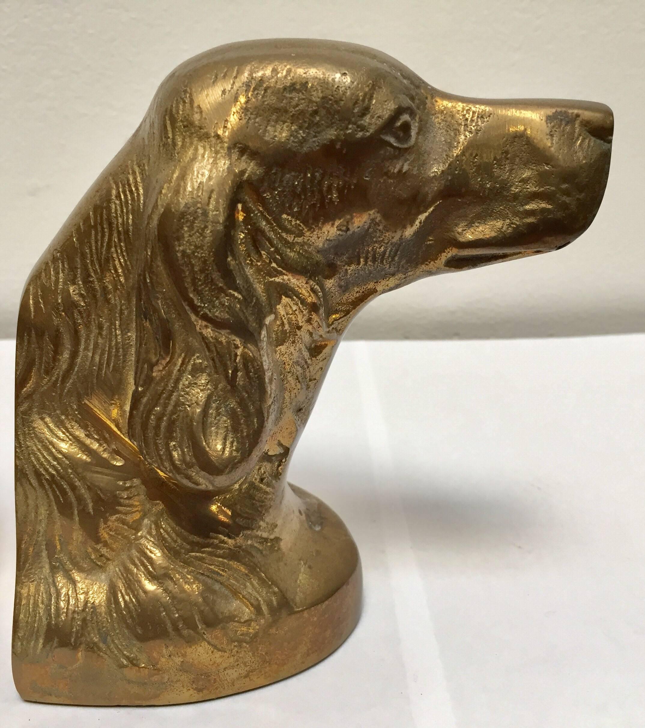Set of vintage Cast metal brass dog beagle sculpture bust bookends.
Size for each is 5