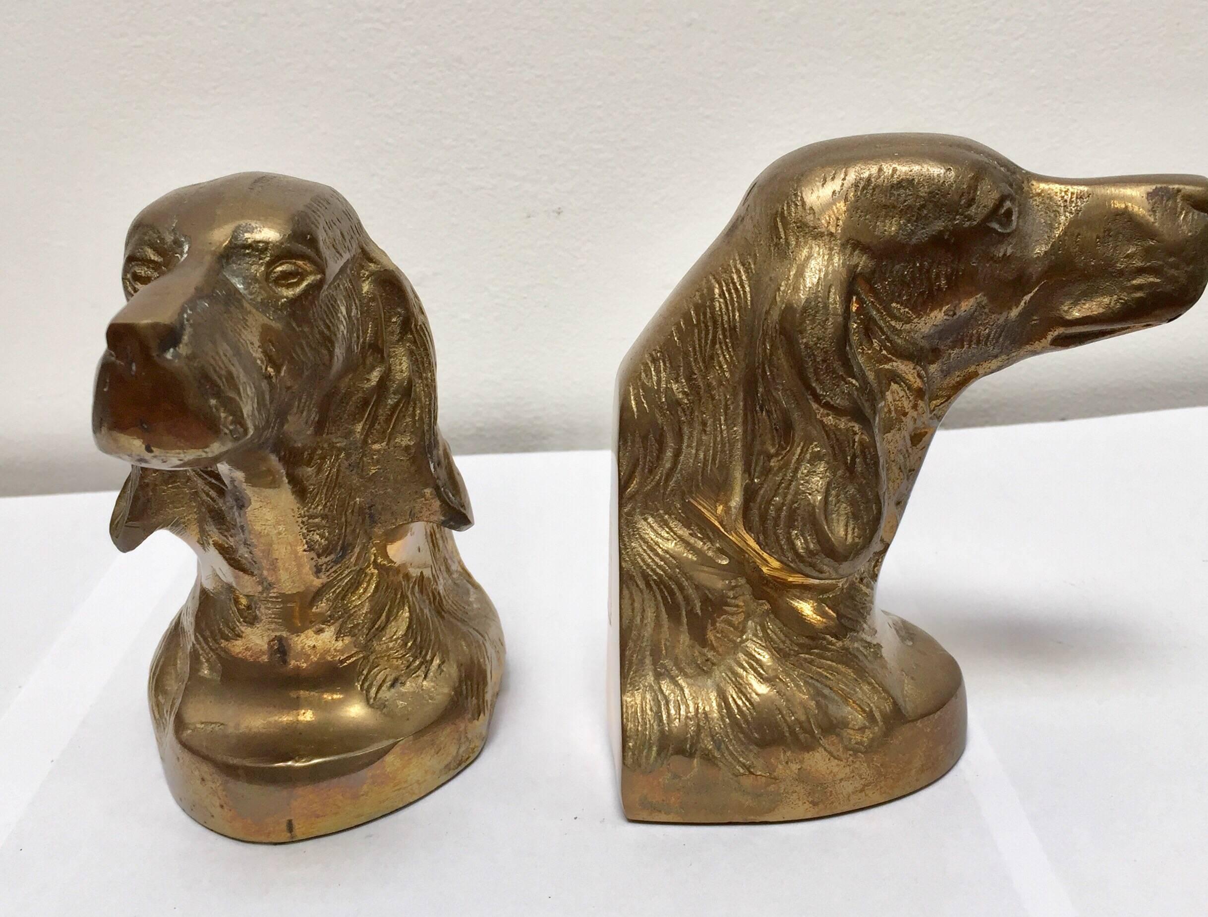 brass dog bookends