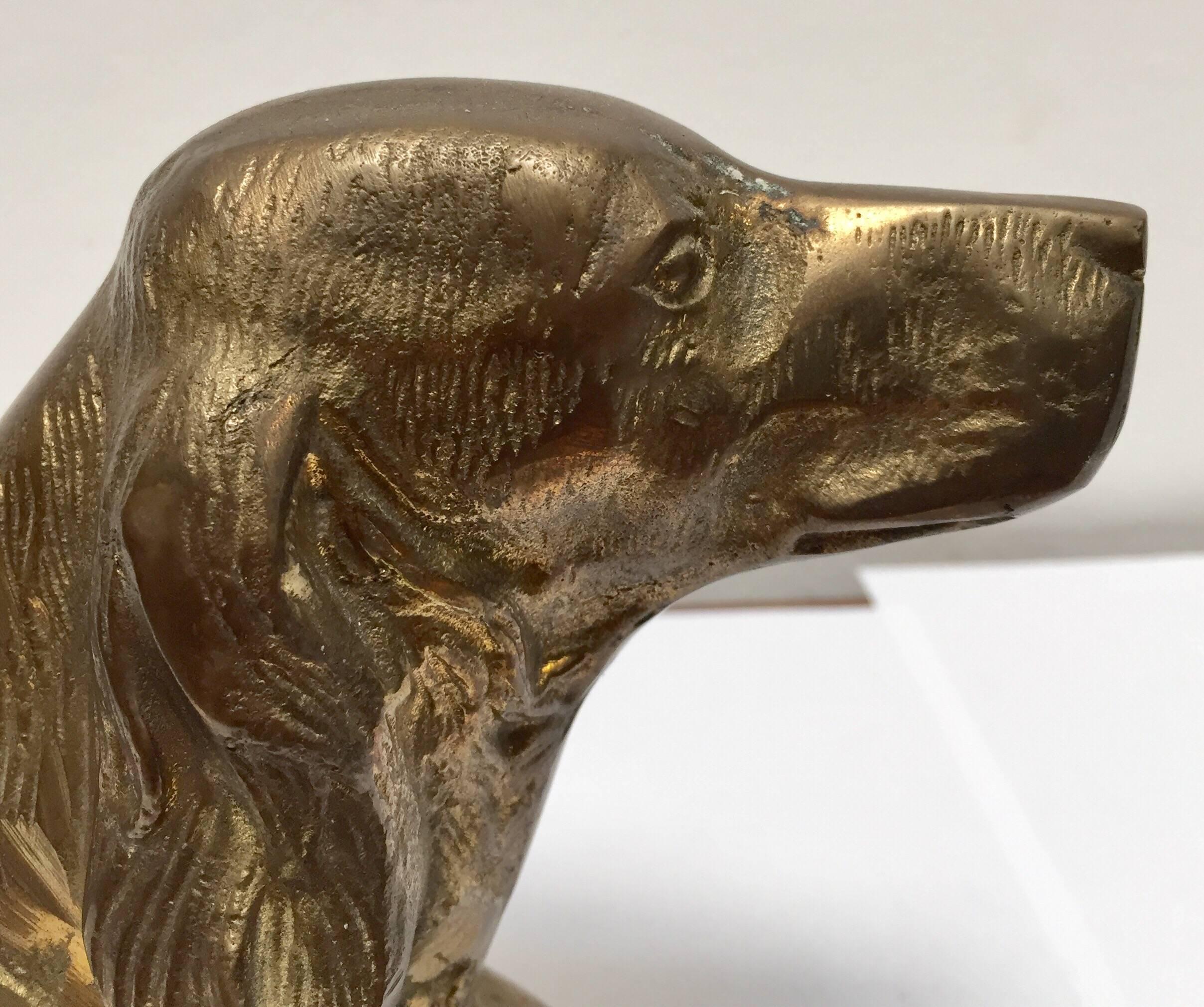 American Set of Vintage Cast Brass Sculpture of Beagle Dog Bust Bookends