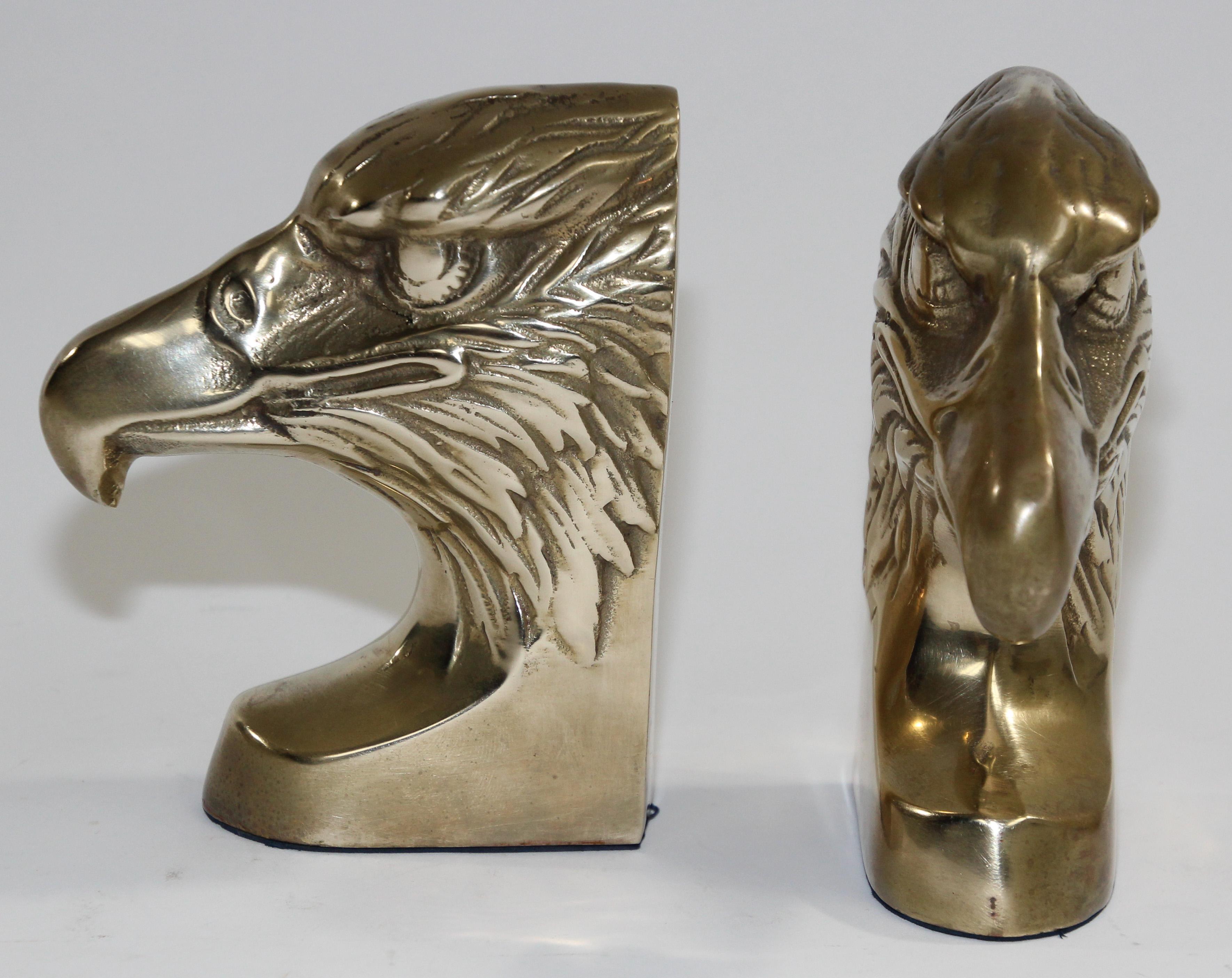 brass eagle head bookends