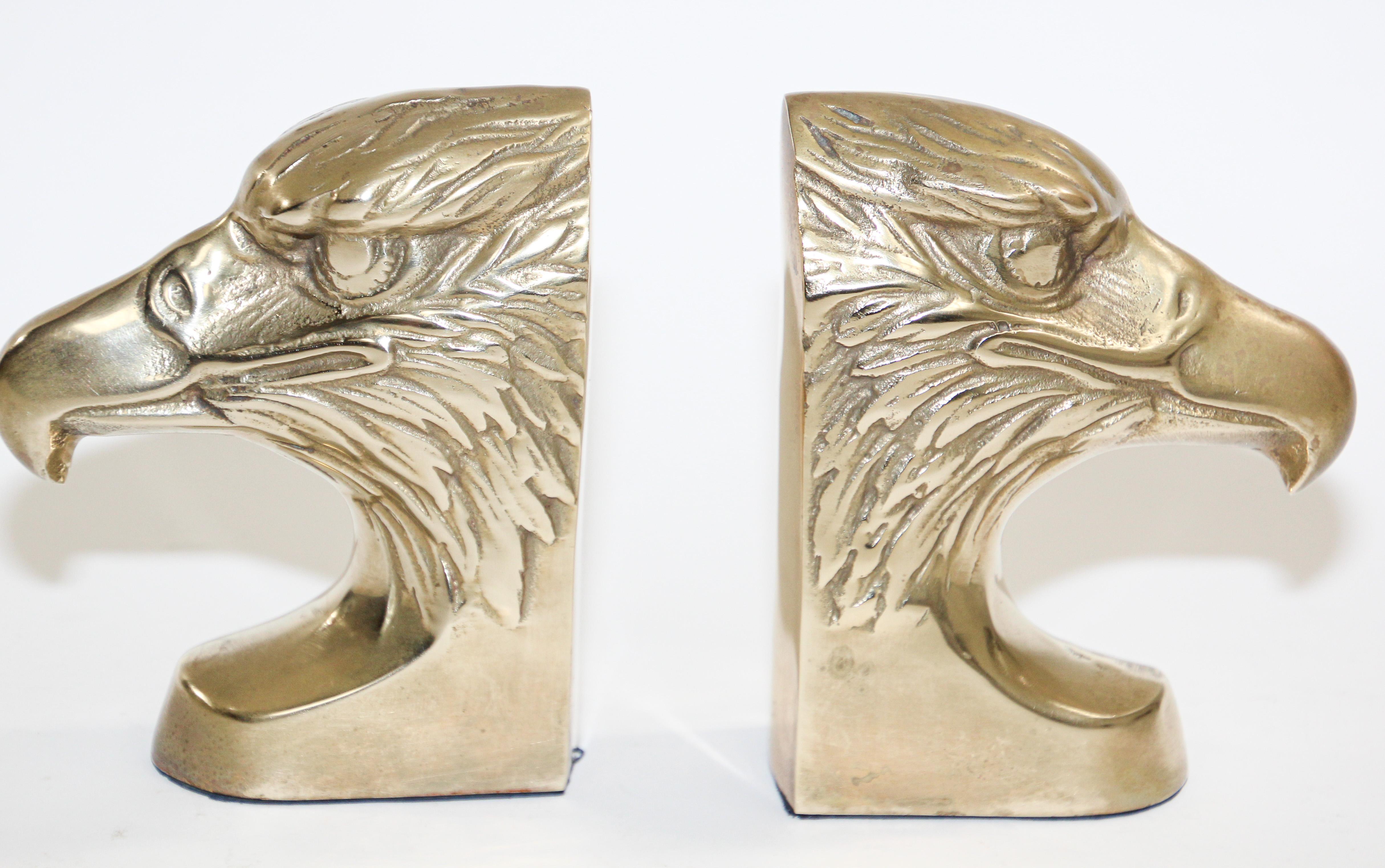 Mid-Century Modern Set of Vintage Cast Brass Sculpture of Eagle Head Bookends