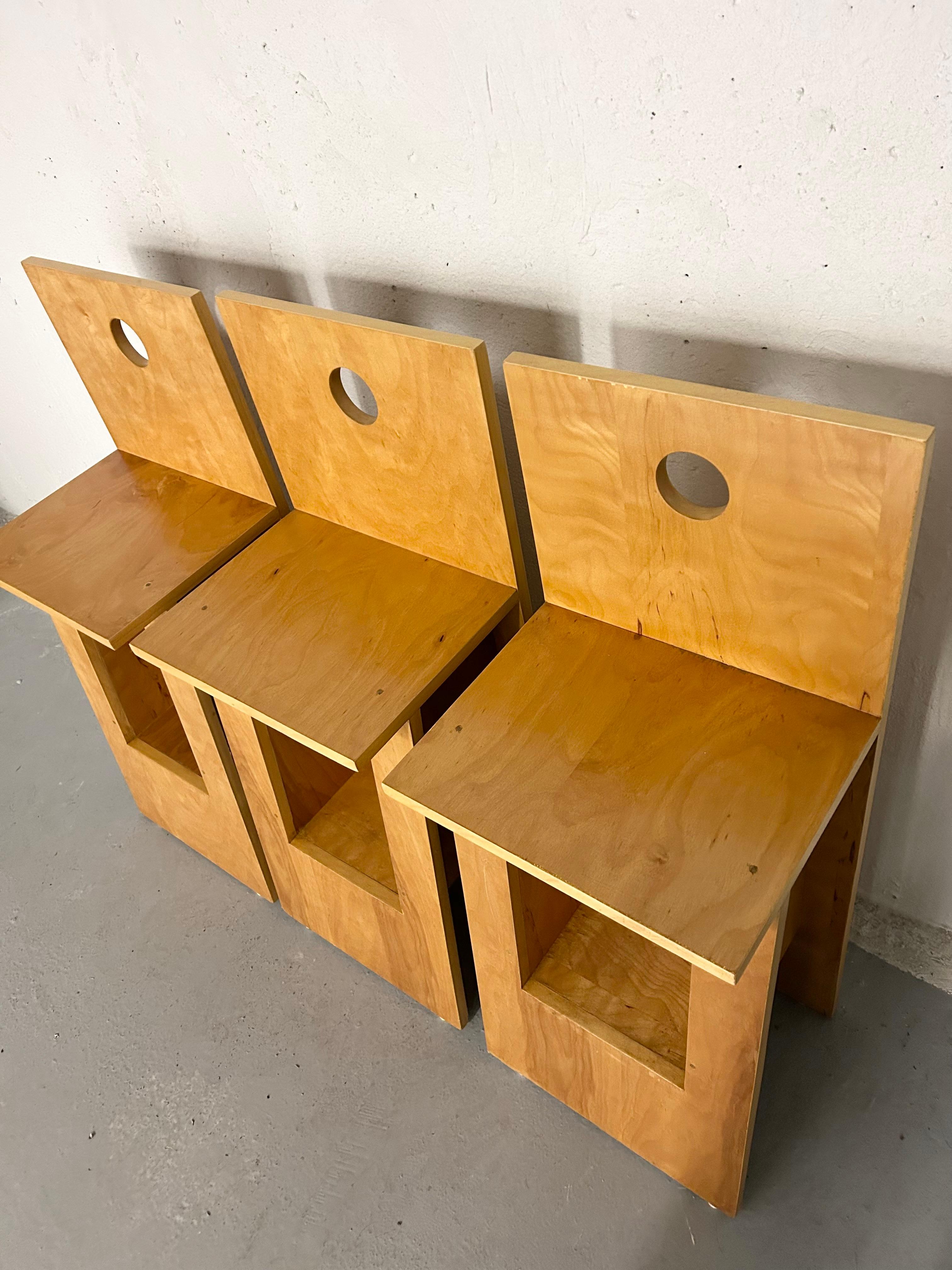 Set of Vintage Cherry Wood Counter Stools 1