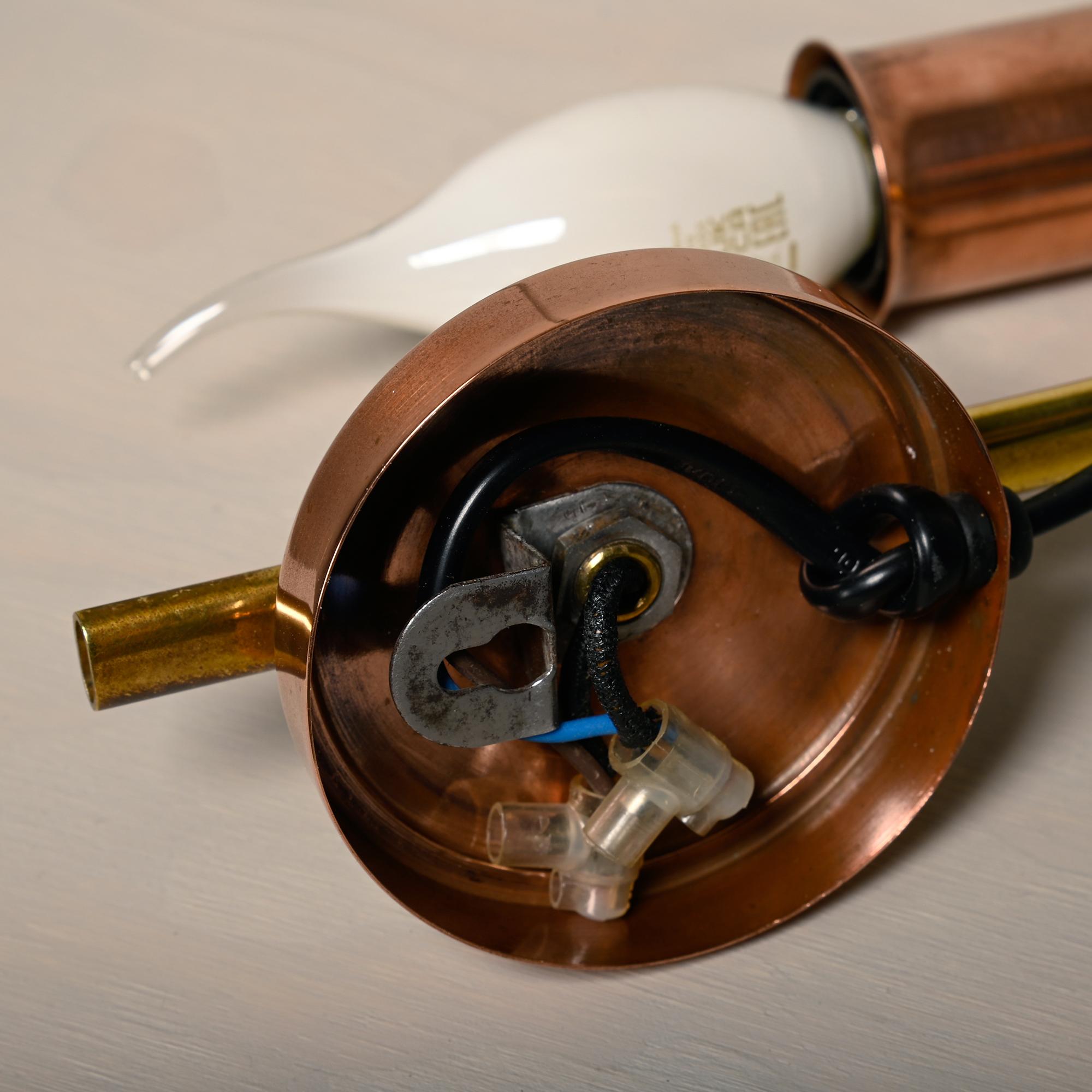 Set of vintage Danish Modern Brass and Copper Wall Sconces, 1950's For Sale 7