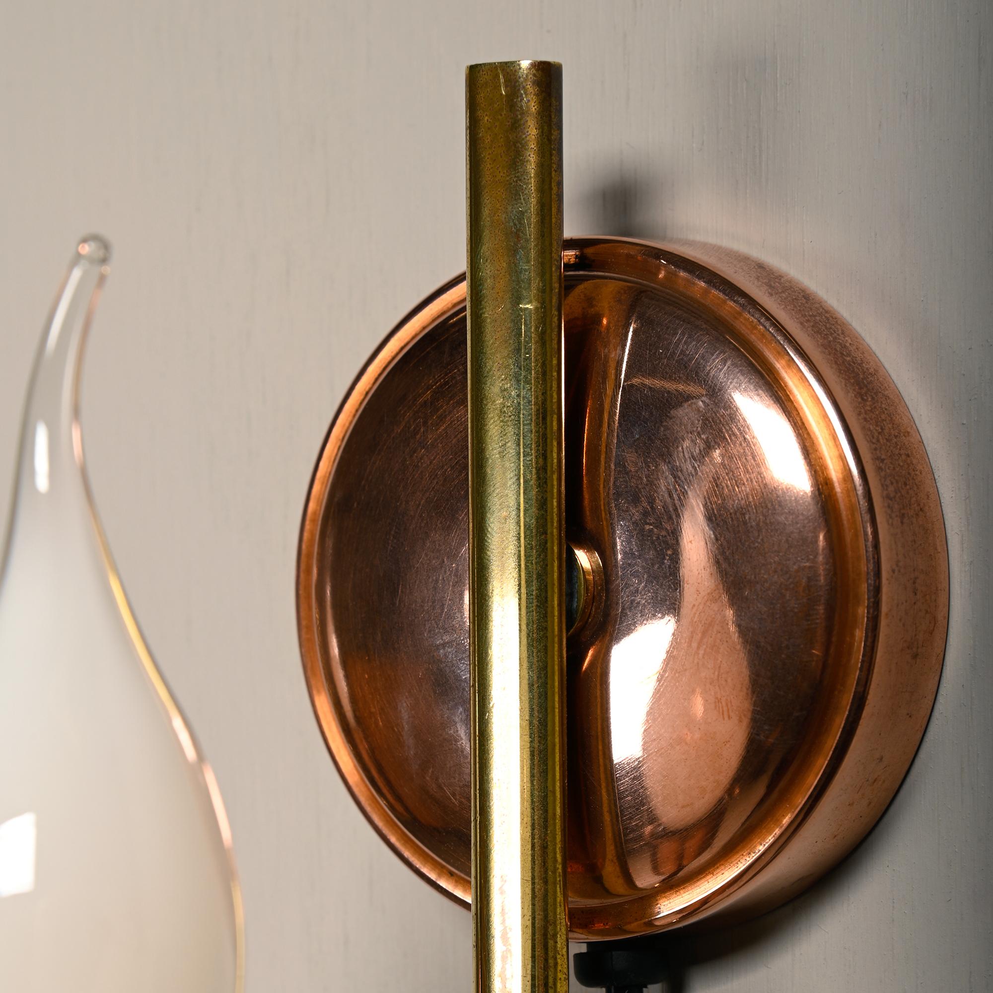 Set of vintage Danish Modern Brass and Copper Wall Sconces, 1950's For Sale 4