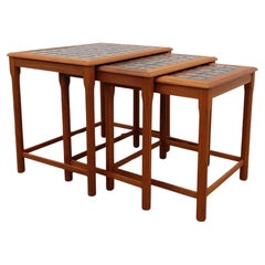 Set of Vintage Danish Modern Teak and Tile Nesting Tables
