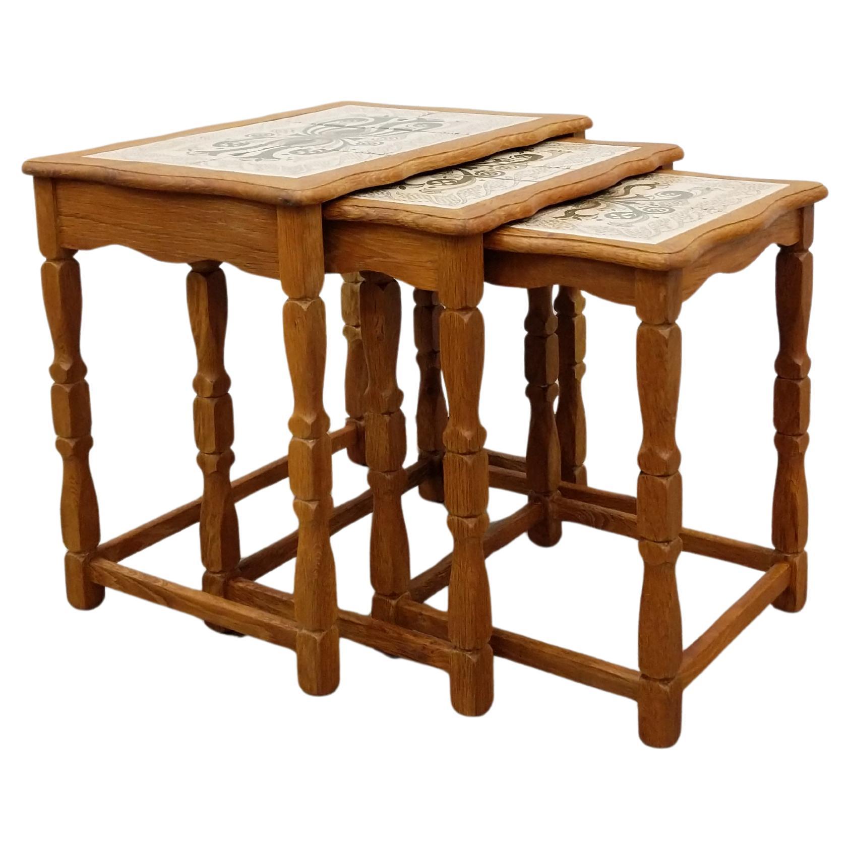 Set of Vintage Danish Oak Nesting Tables