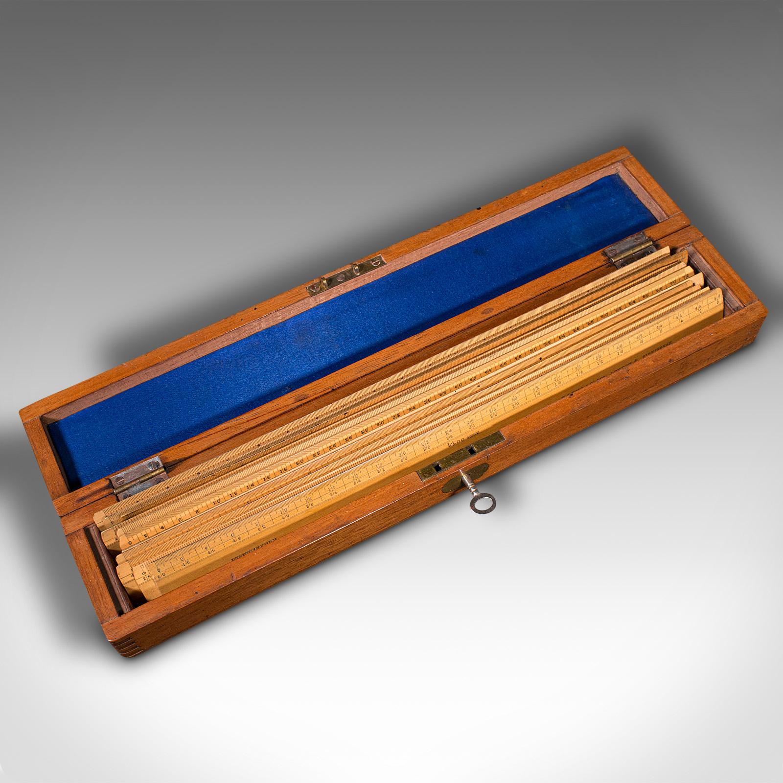 Set of Vintage Draughtsman's Rules, English, Engineer's Instruments, circa 1930 For Sale 3